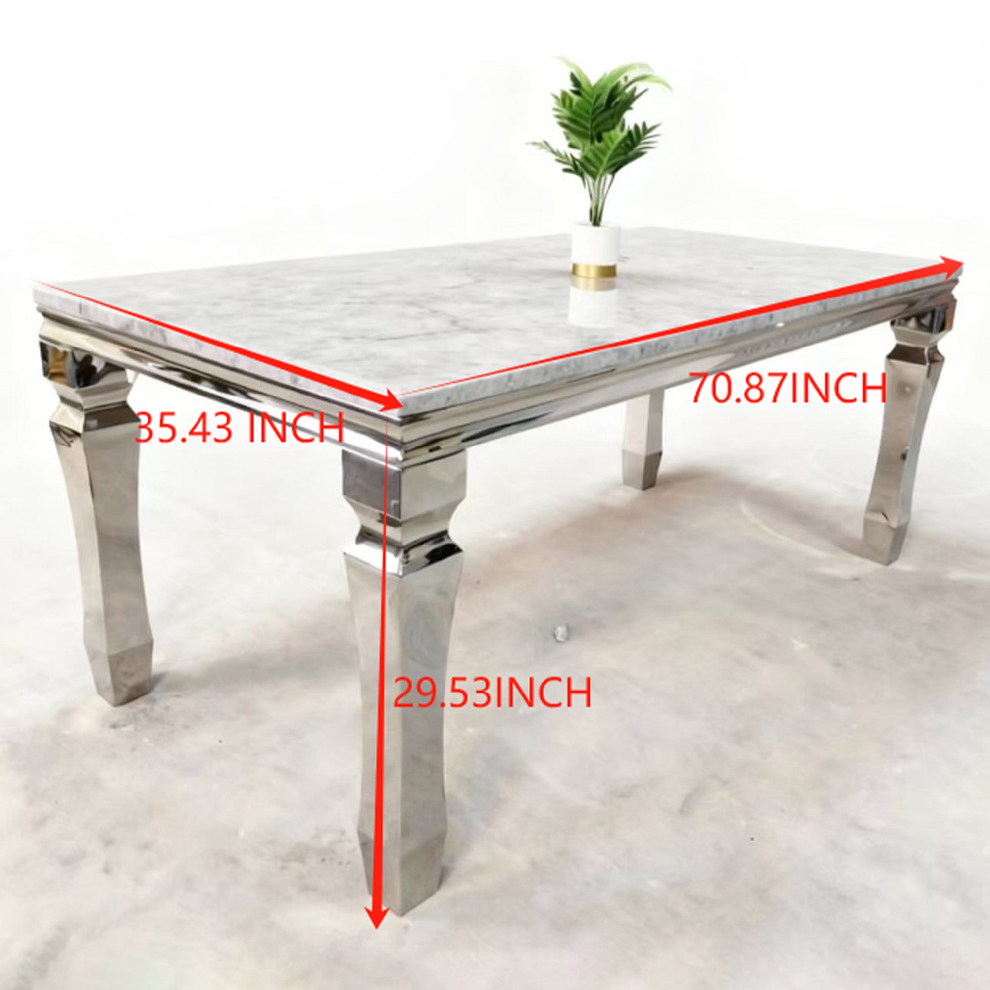 new marble table PX09 silver base with light grey marble