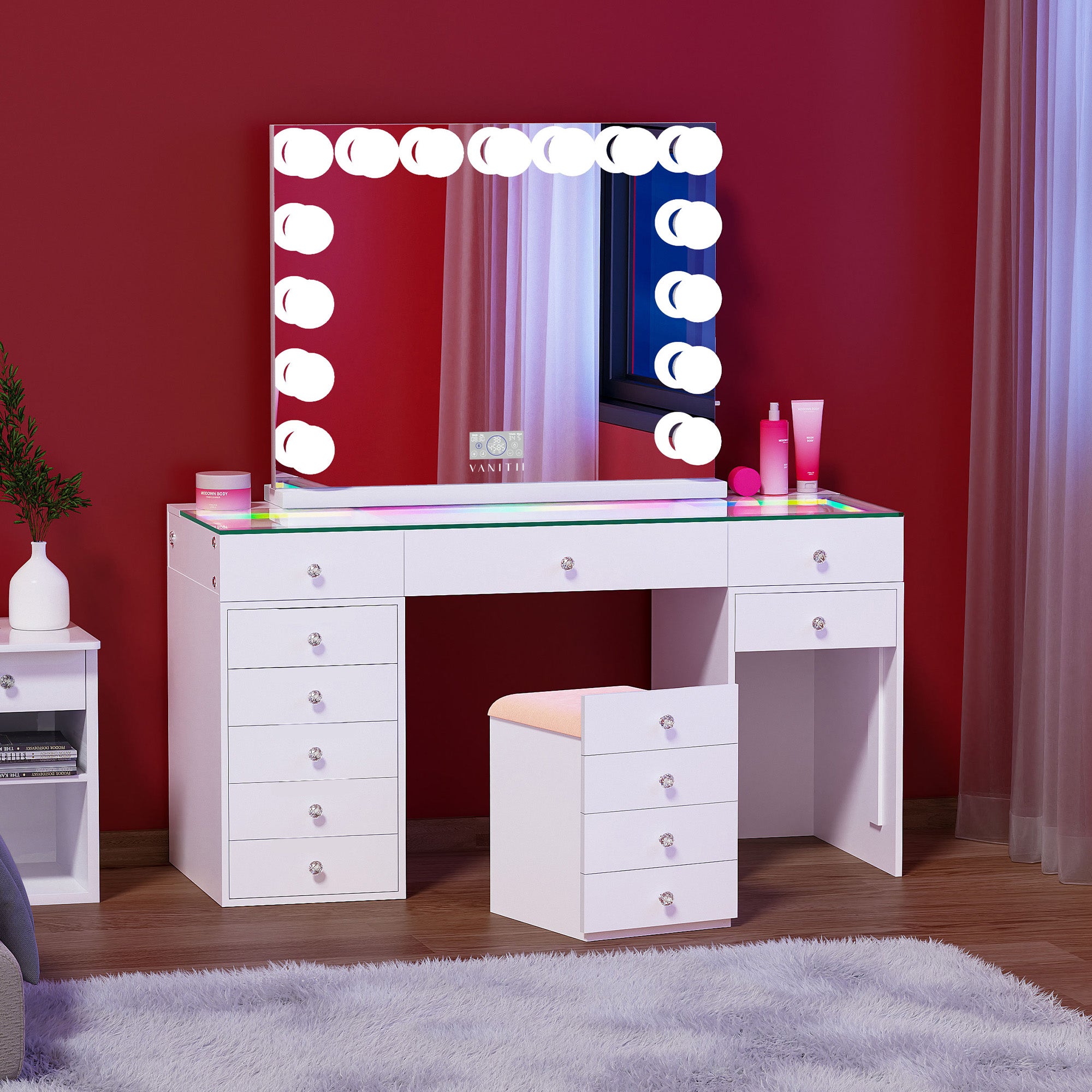 New Release ! VANITII Eva Vanity Set-12 Storage Drawers Set with Marilyn Vanity Mirror