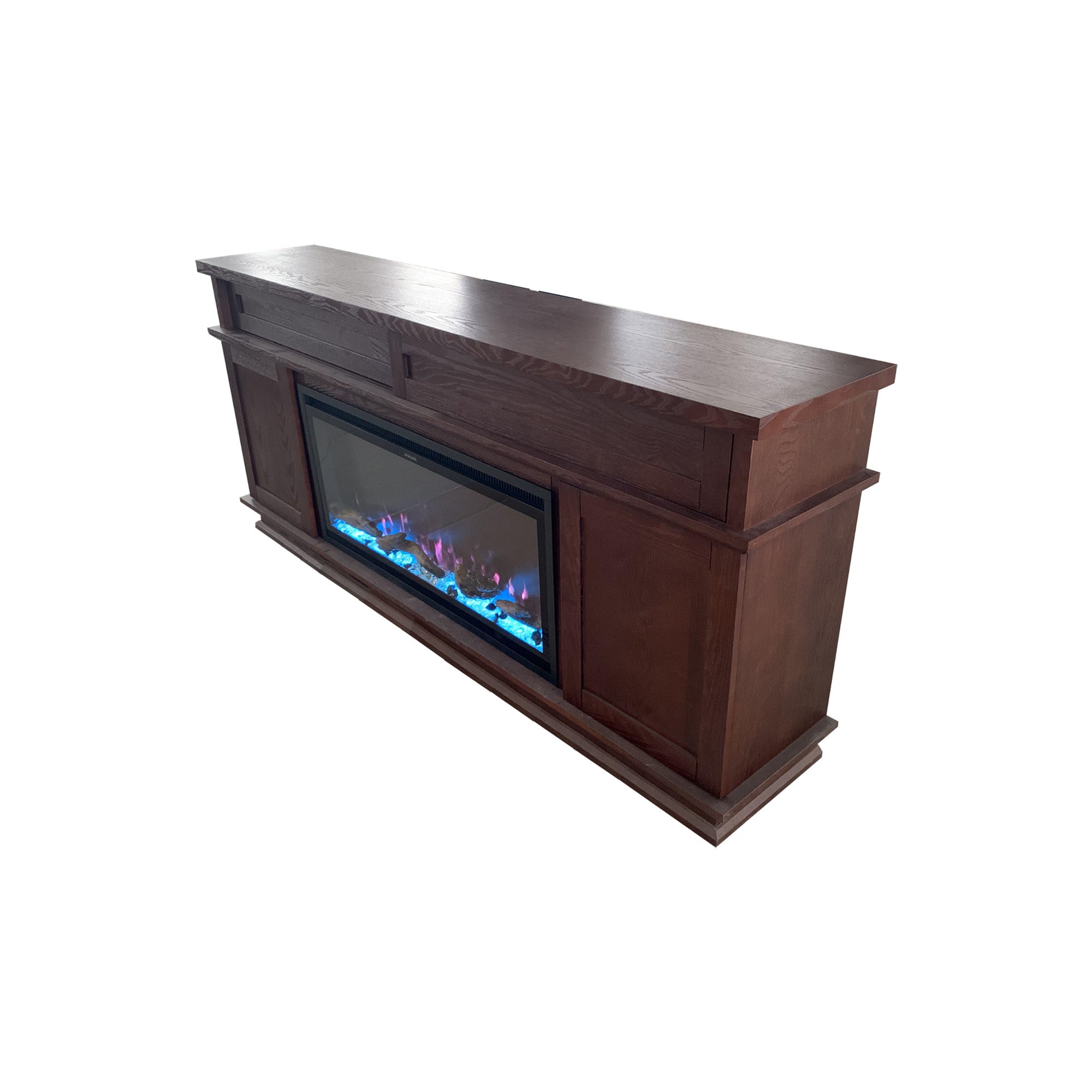 Fully Assembled 70" Dark Mahogany Ash Veneer Fireplace TV Stand