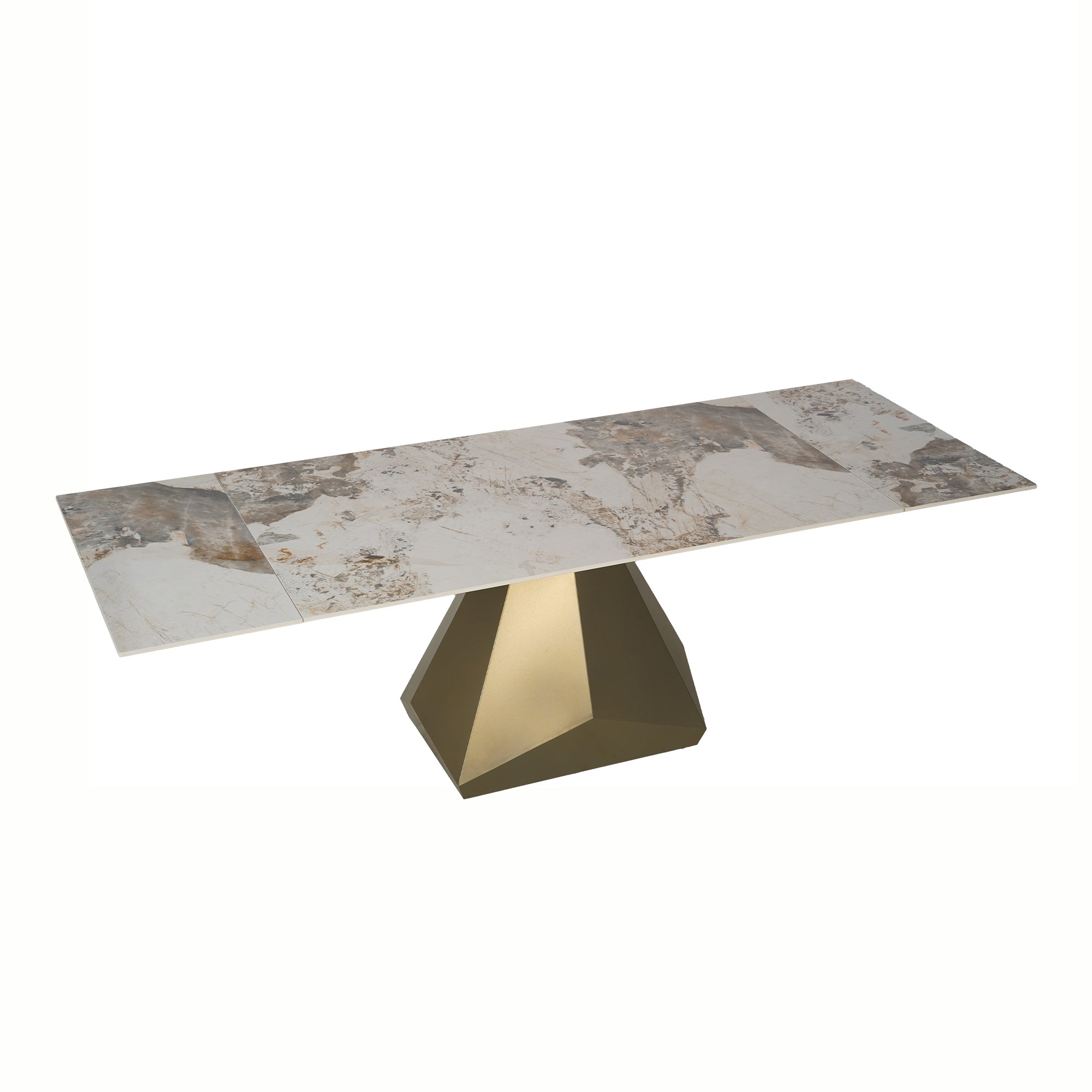 63″-95″ Extendable Sintered Stone Dining Table with Pedestal Base