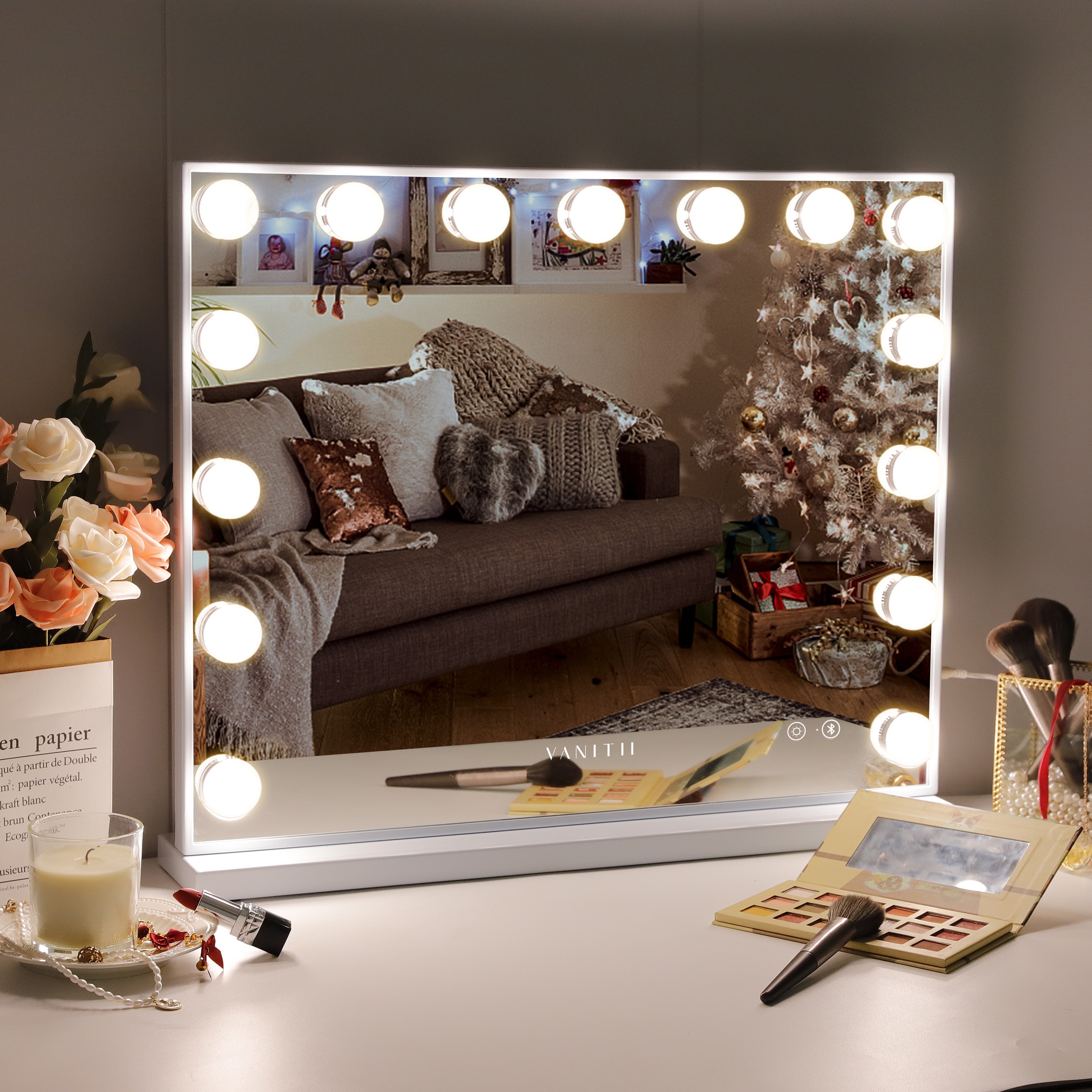 NEW Large Hollywood Lighted Makeup 2024 Mirror with 15 Dimmable LED Bulbs