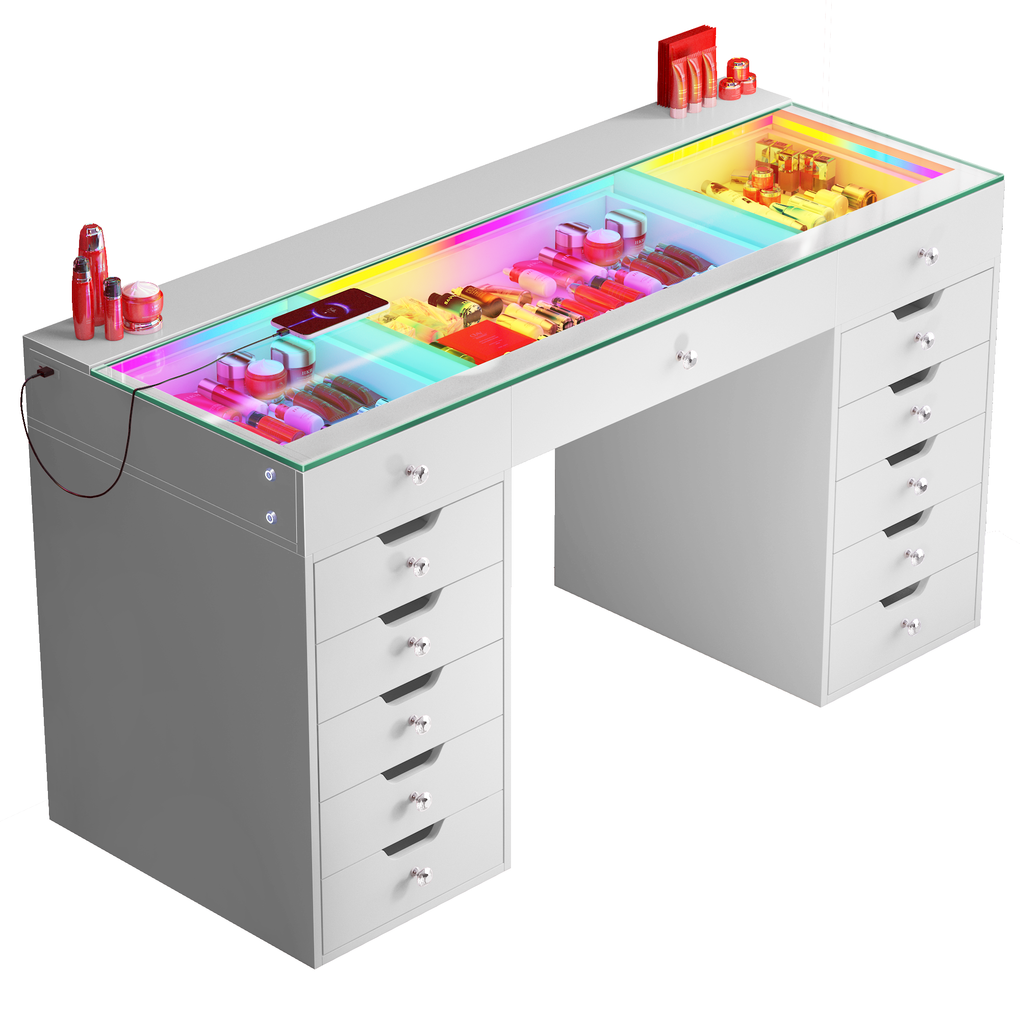 VANITII Eva-RGB Vanity Desk Pro - 13 Storage Drawers