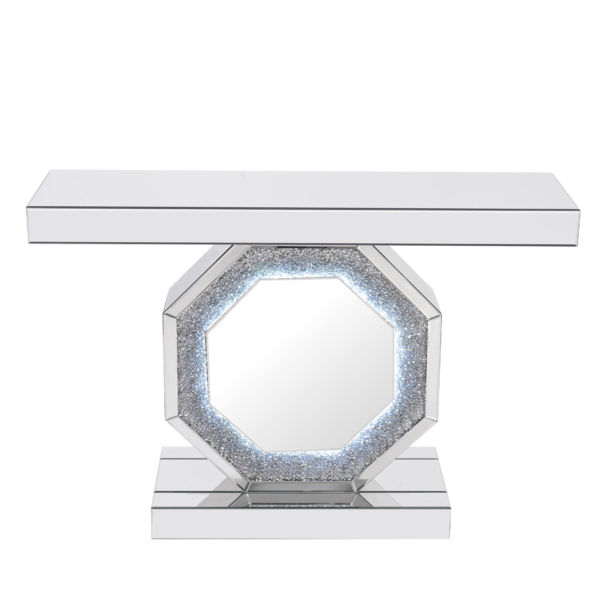 VANITII Crushed Diamonds LED Mirrored Console Table