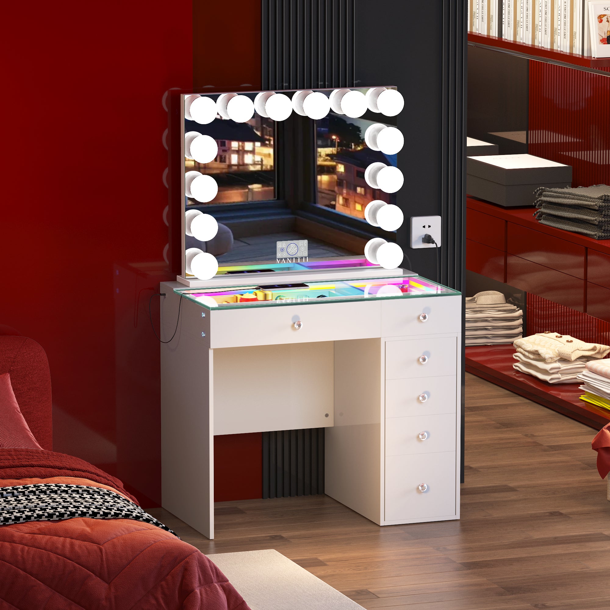 VANITII Mini Diana Vanity Set -6 Storage Drawers with Mirror