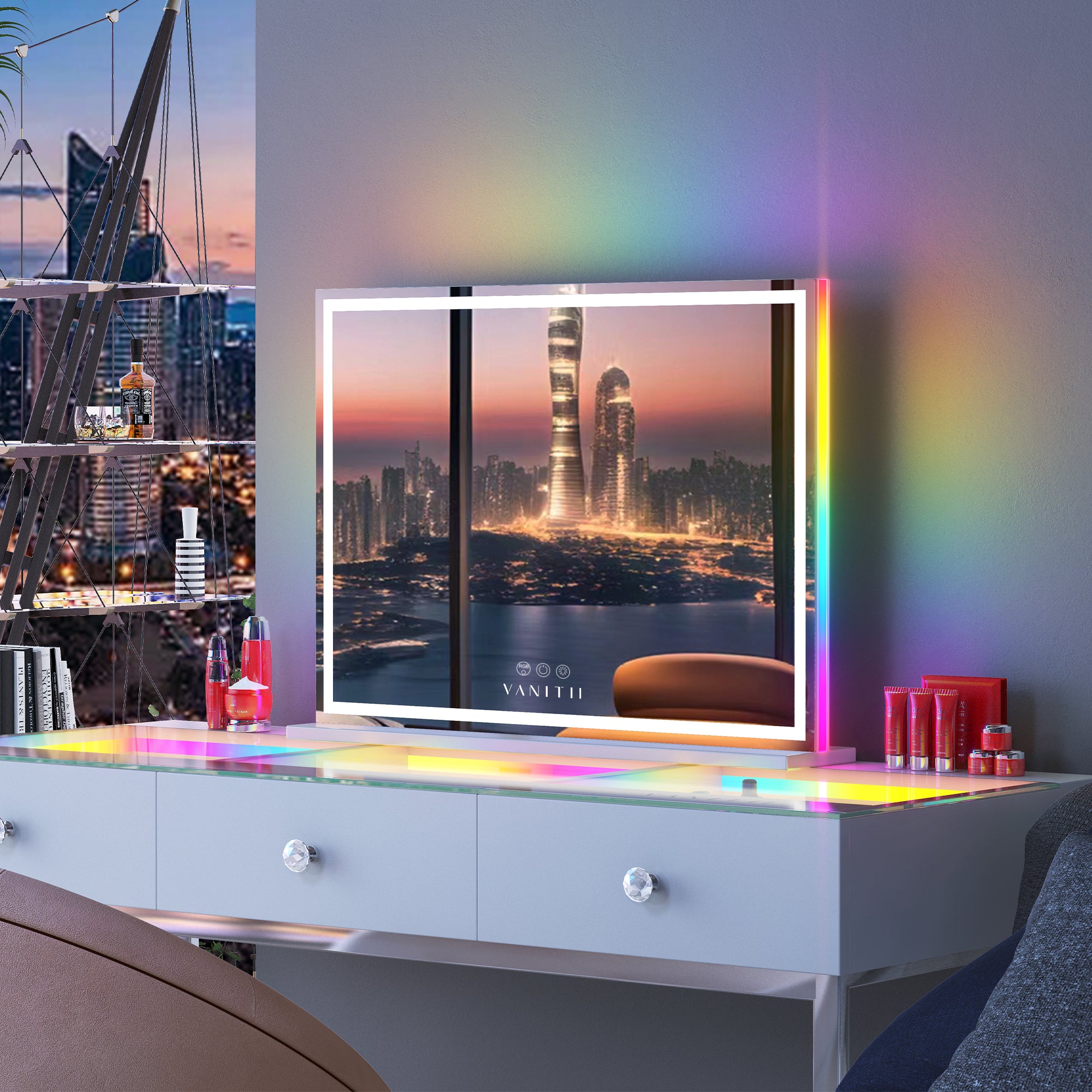 VANITII Luxury Hollywood Glow Vanity Mirror with RGB & Led Light Strip