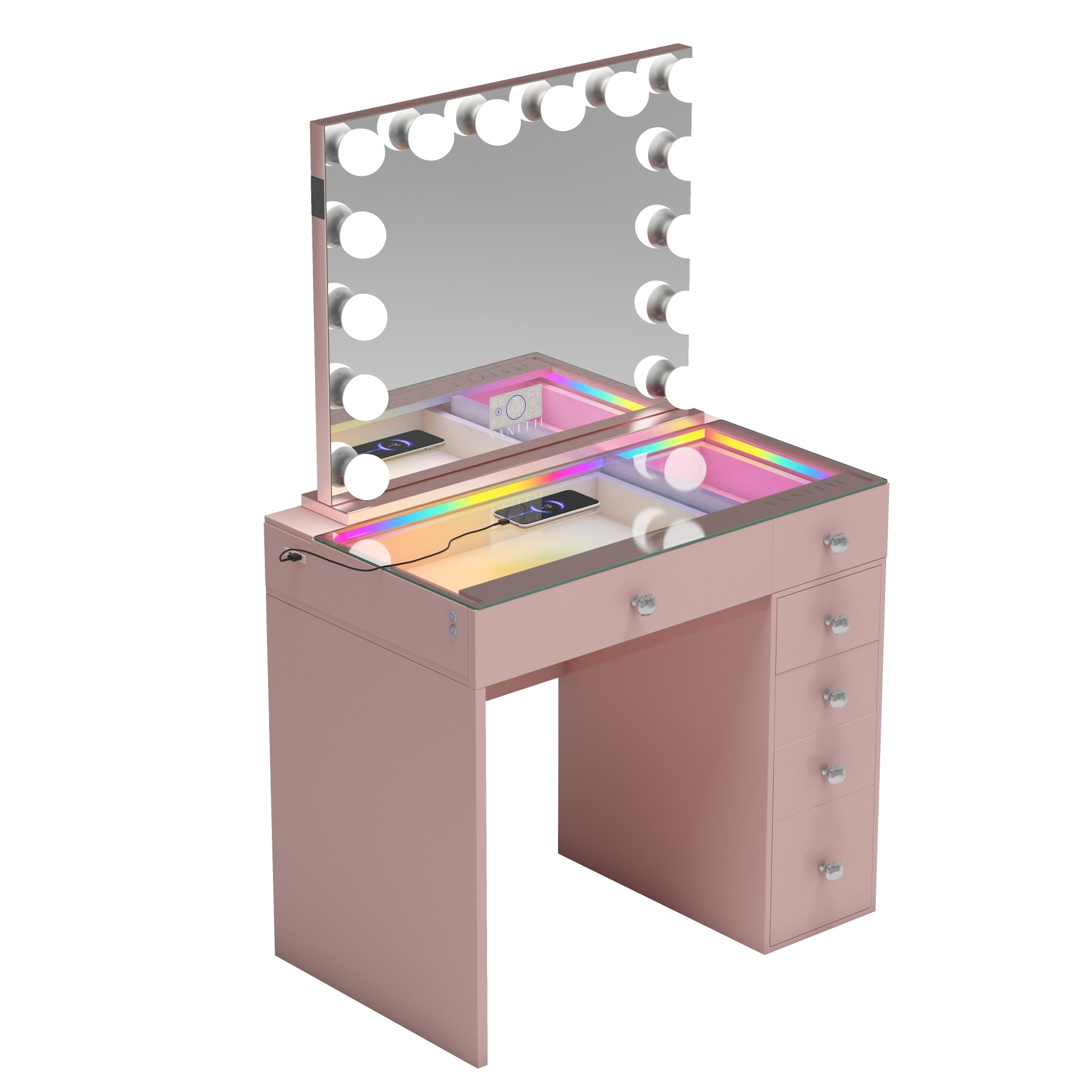 VANITII Mini Diana Vanity Desk- 6 Storage Drawers