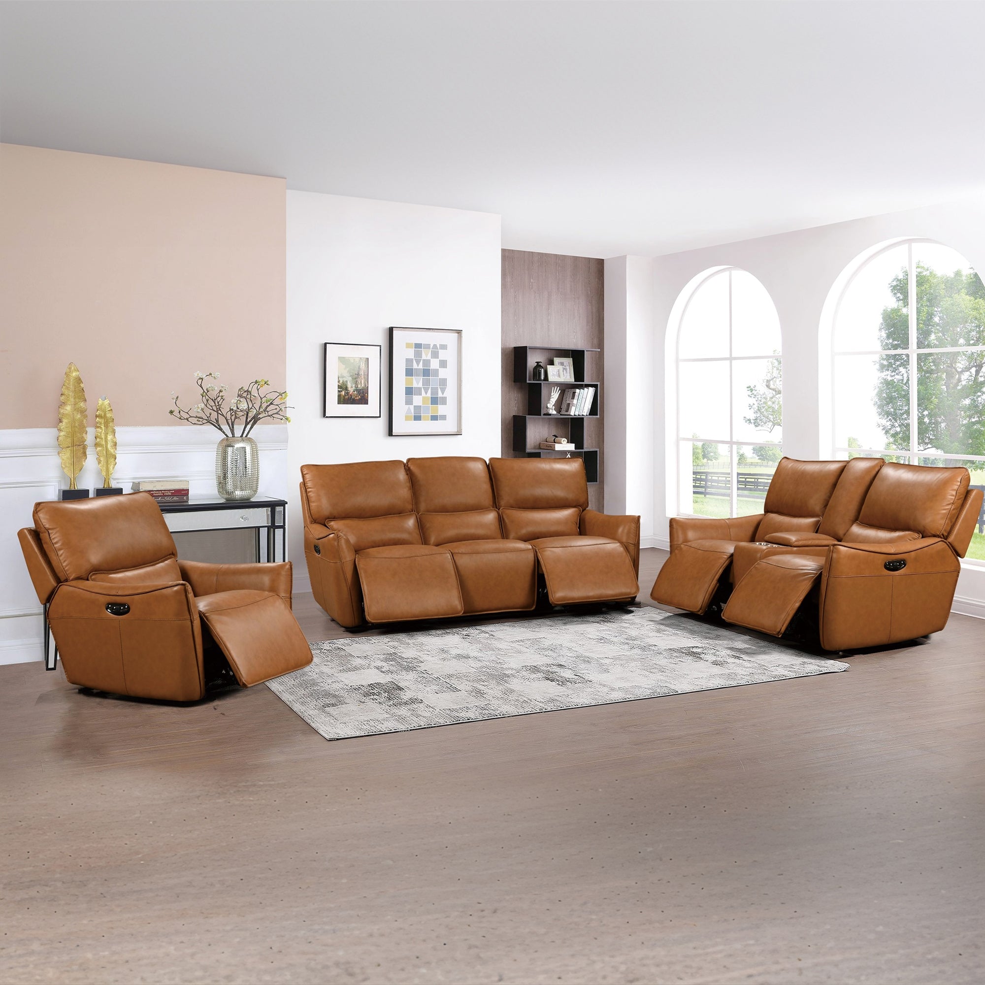 Power Recliner Sofa & Loveseat & Chair MR2676 Tan