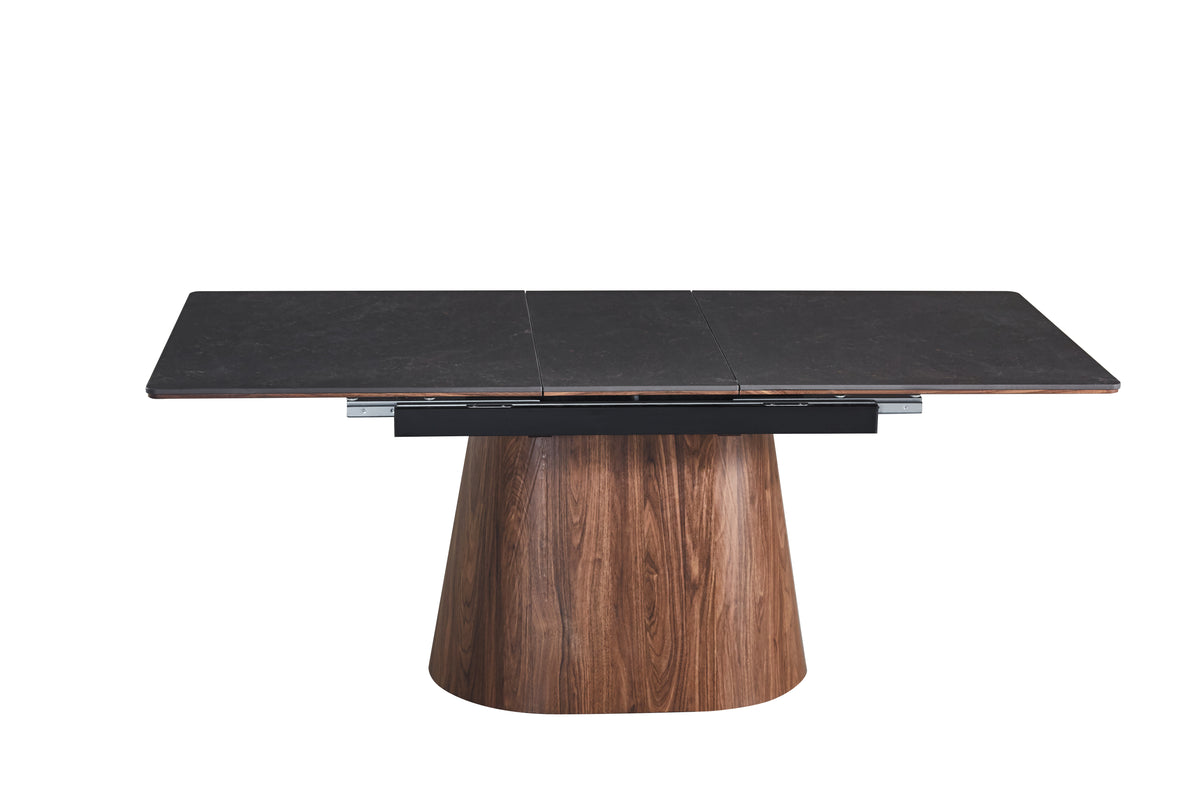 Extendable Black Ceramic Dining Table with Cone Base (62.99 / 78.74 × 35.43 × 29.53)