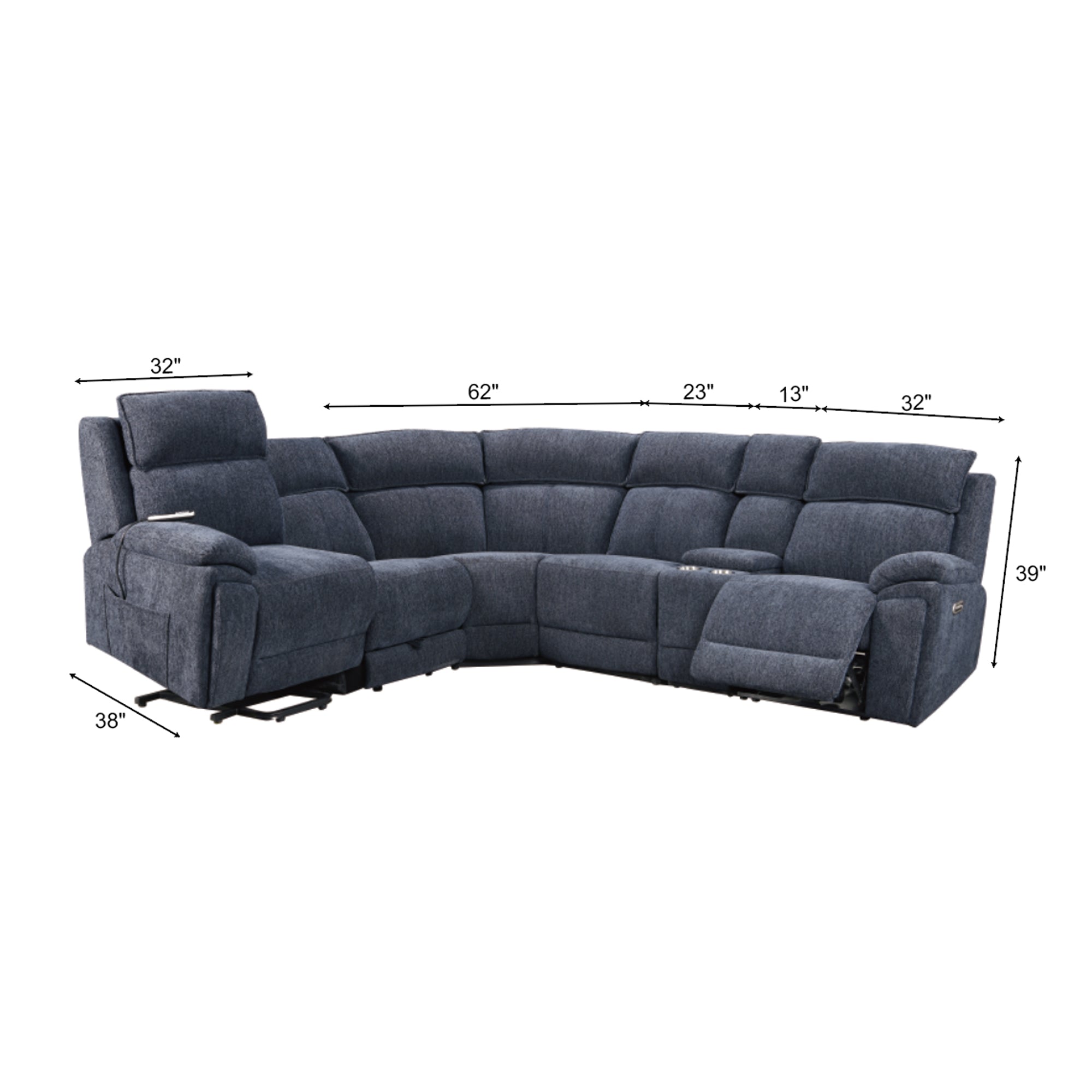 Power Recliner Sectional Fabric Sofa MC3020 Blue
