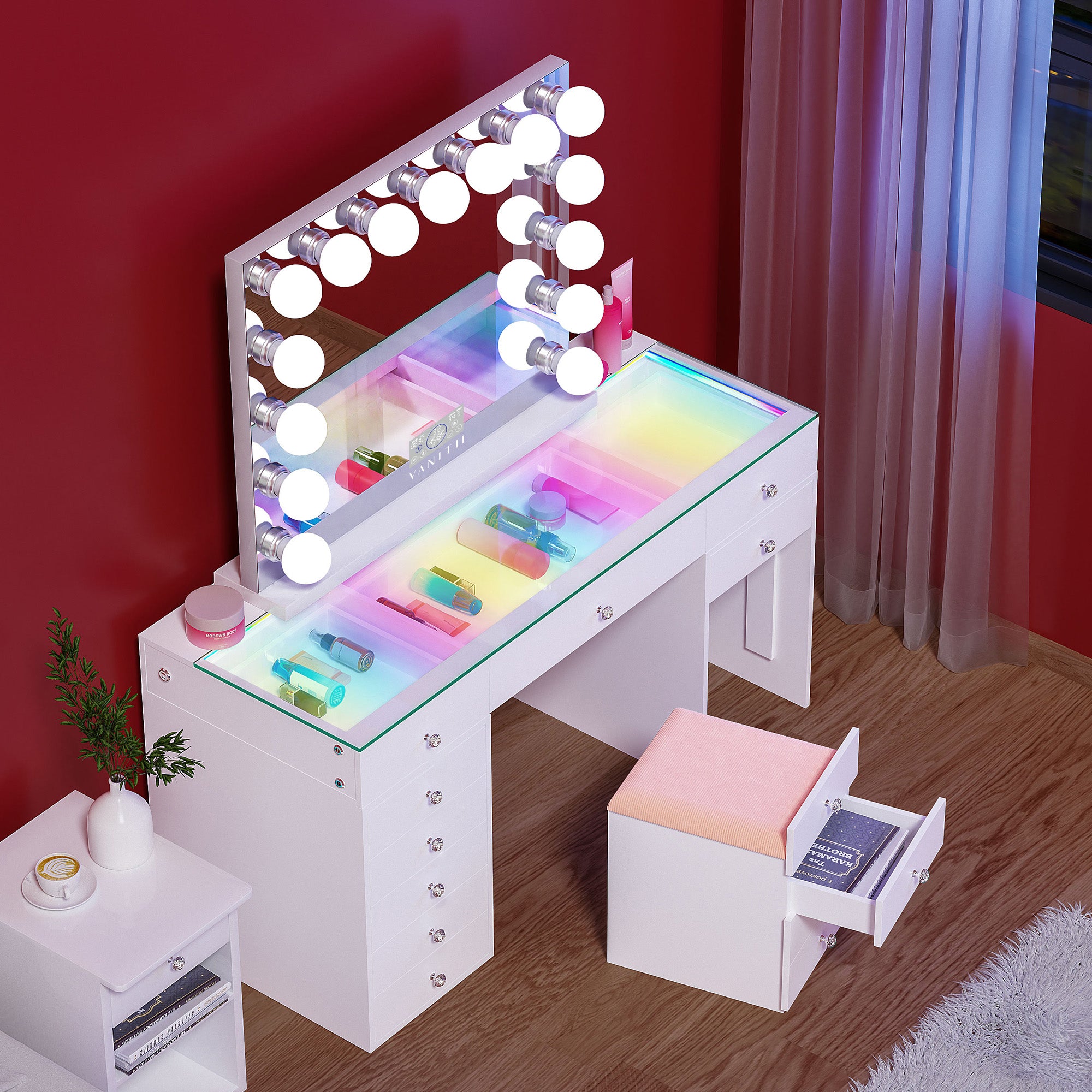 New Release ! VANITII Eva Vanity Set-12 Storage Drawers Set with Marilyn Vanity Mirror