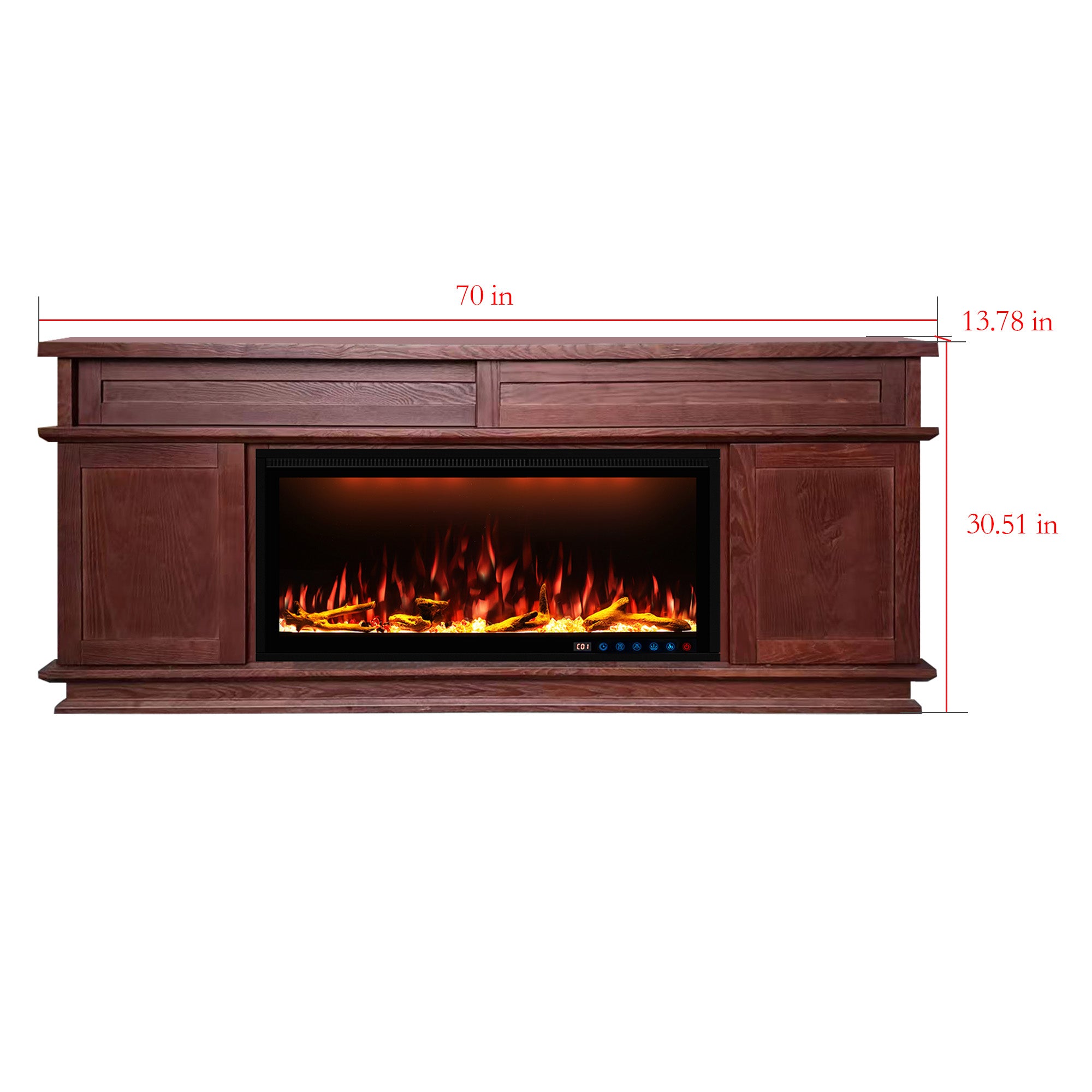 Fully Assembled 70" Dark Mahogany Ash Veneer Fireplace TV Stand