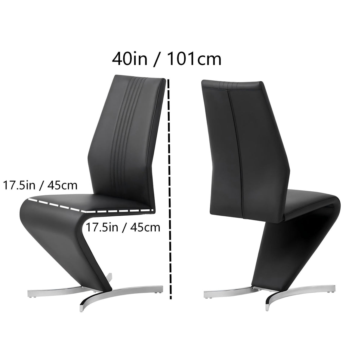 Black Faux Leather Dining Chairs-2PCS/CTN