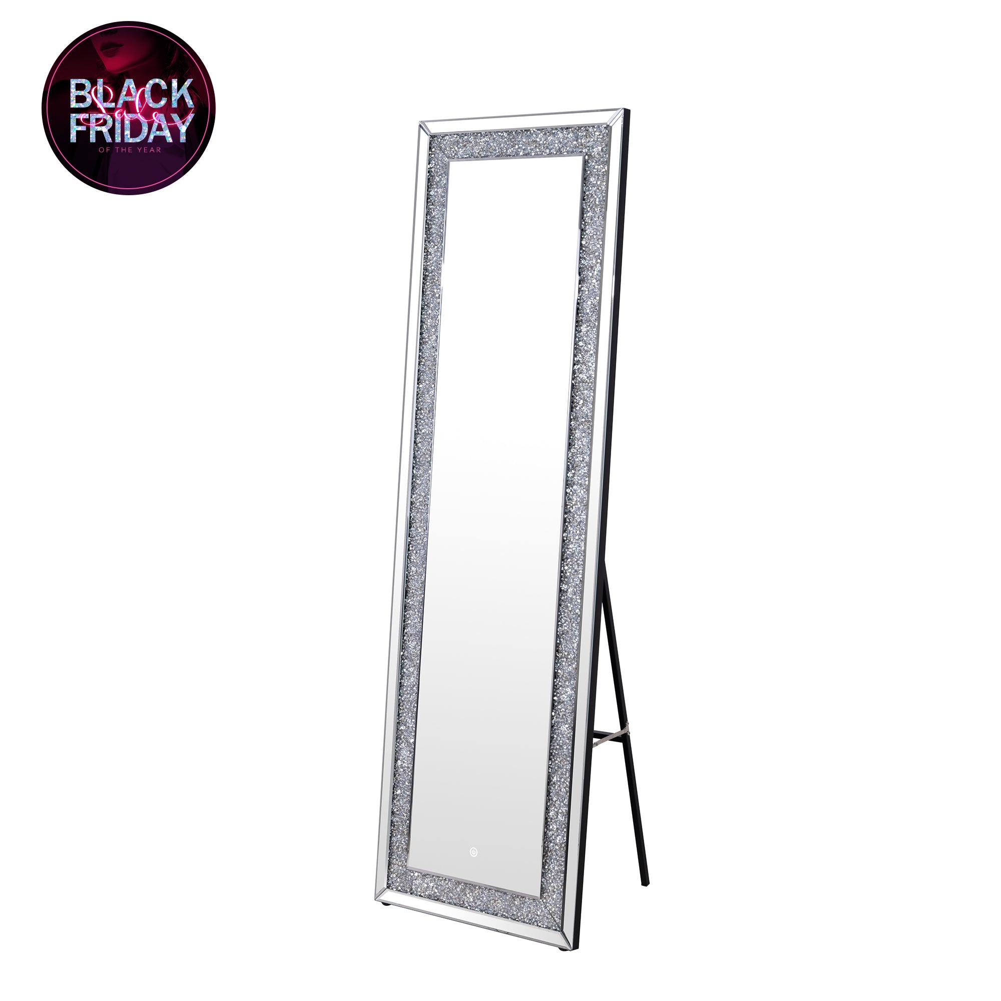 VANITII Crushed Diamonds LED Standing Mirror