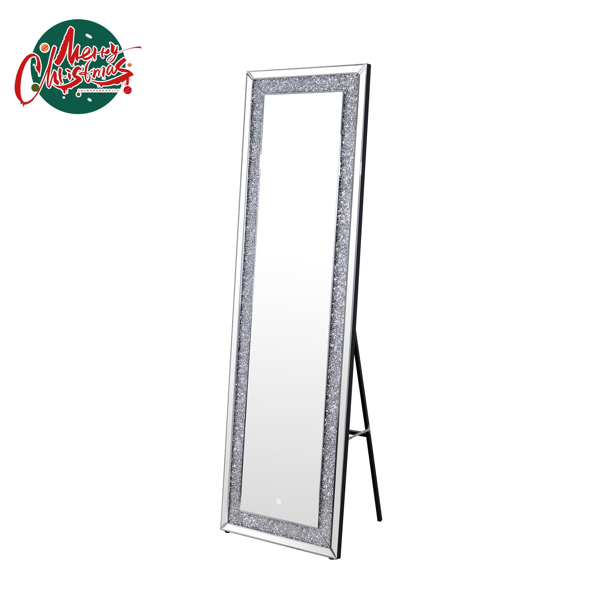 VANITII Crushed Diamonds LED Standing Mirror