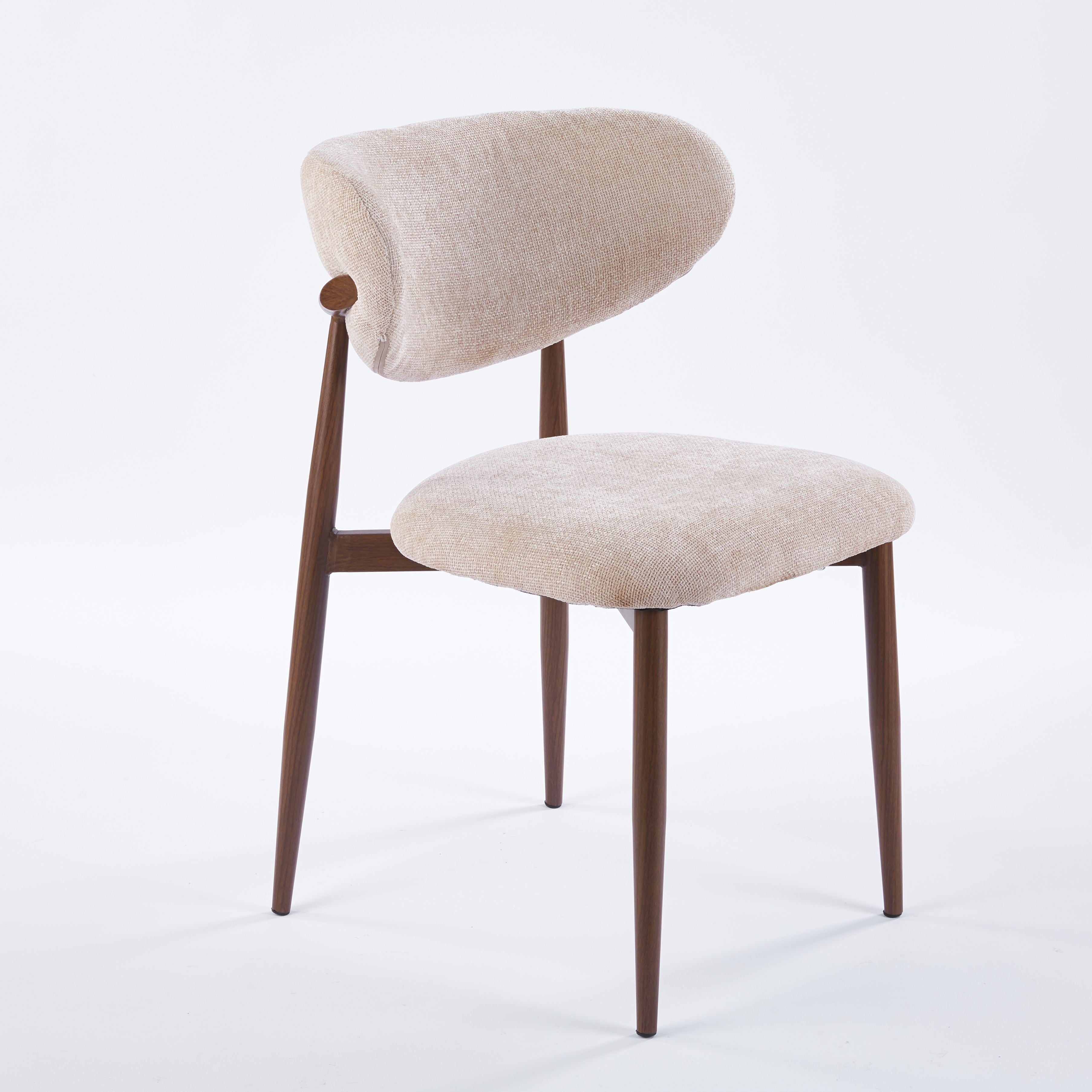 Modern Extendable Black Ceramic Tabletop Dining Set with Beige Fabric Chairs with Dark Wood Legs (1 Table + 4/6 Chairs)