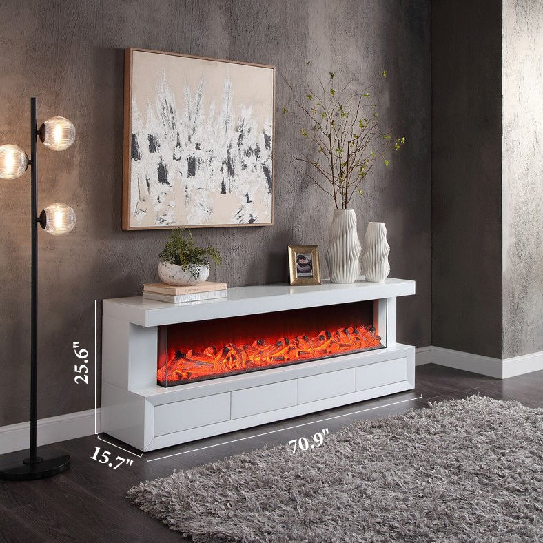 VANITII TV Stand LED Mirrored Fireplace