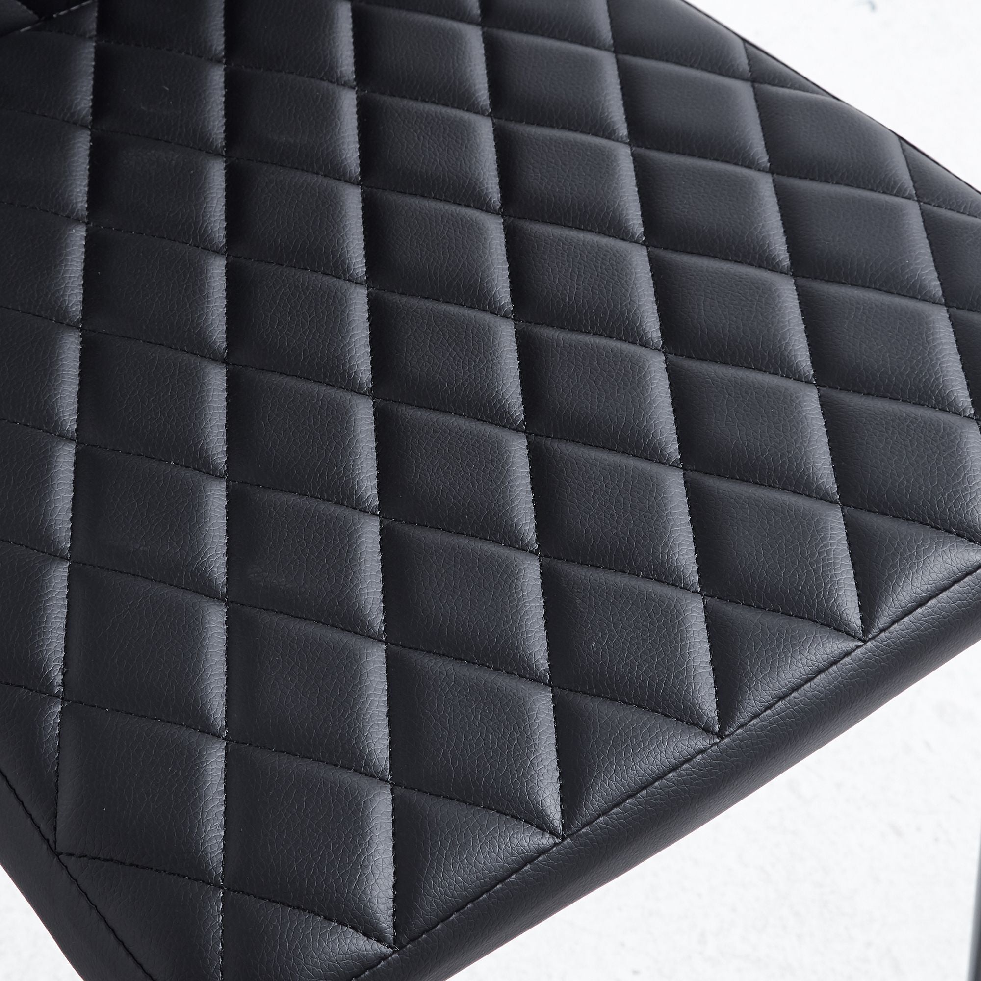 Black Quilted High-Back Dining Chairs  - Black Legs