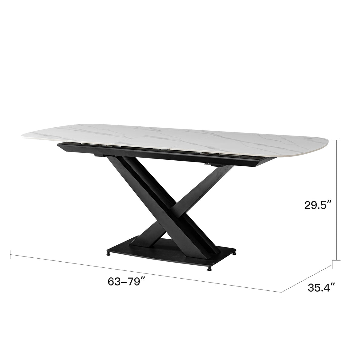 extendable dining table with sintered stone top