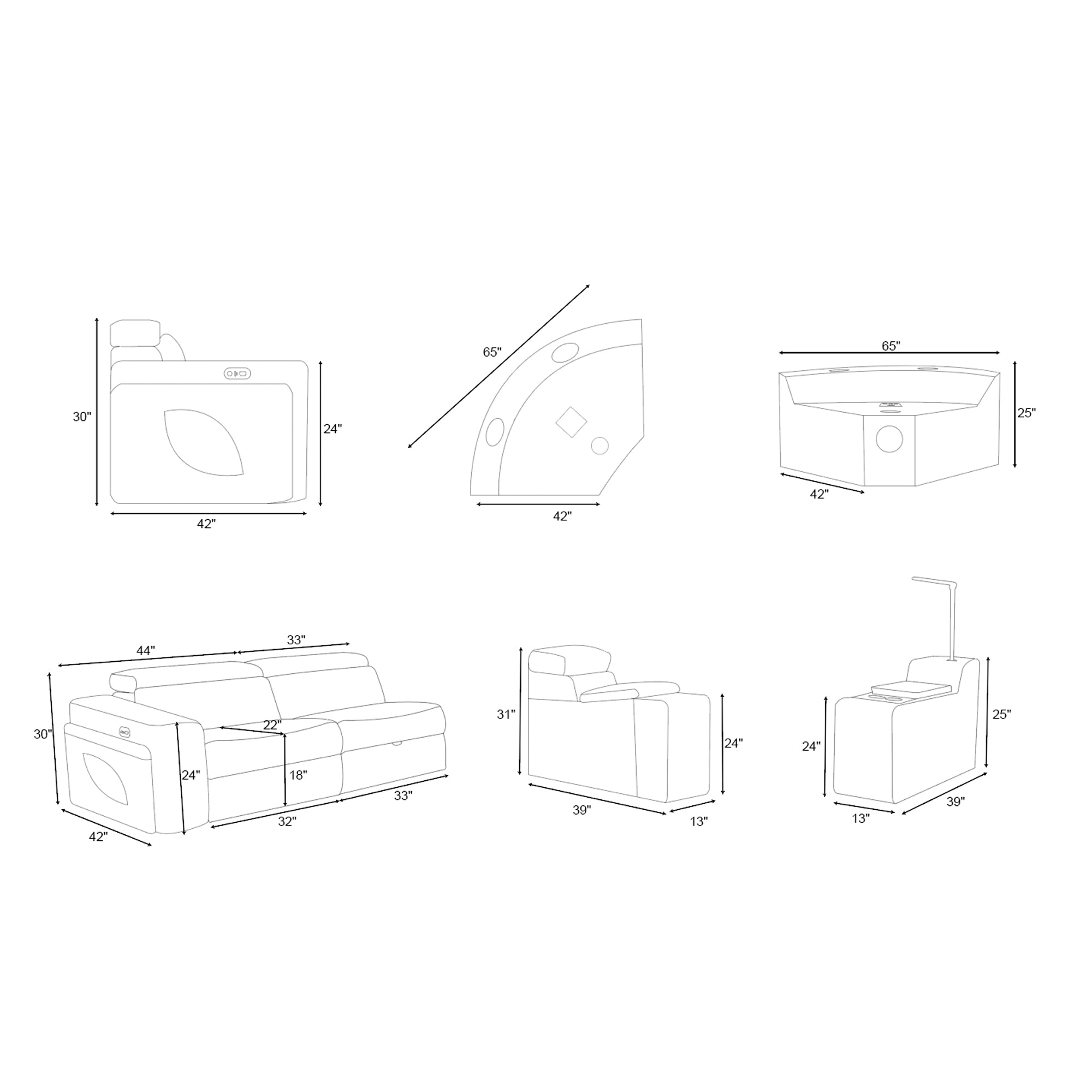 Power Recliner Fabric Sectional MC3028 Blue