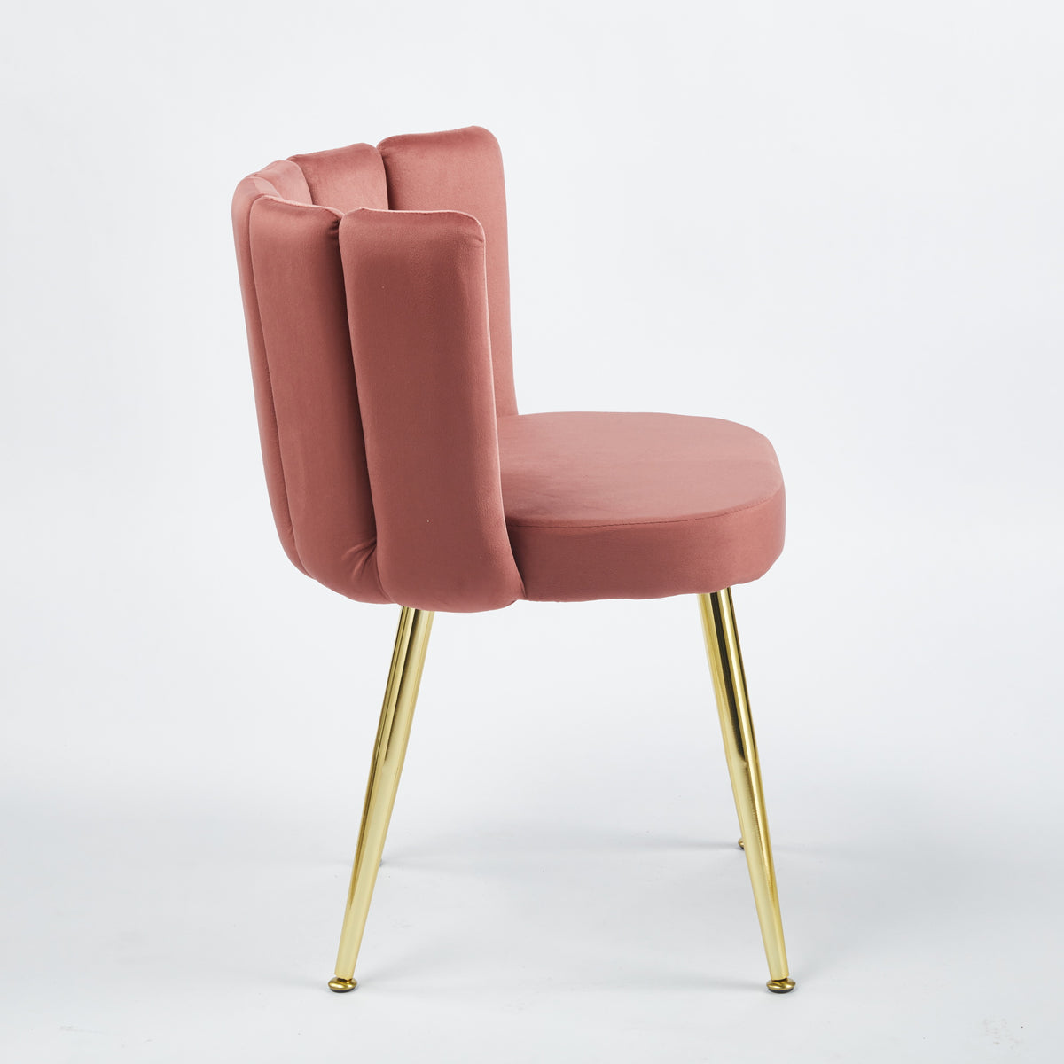 Modern Pink Dining Chair - Golden Iron Legs, Velvet Backrest 2pCS/CTN
