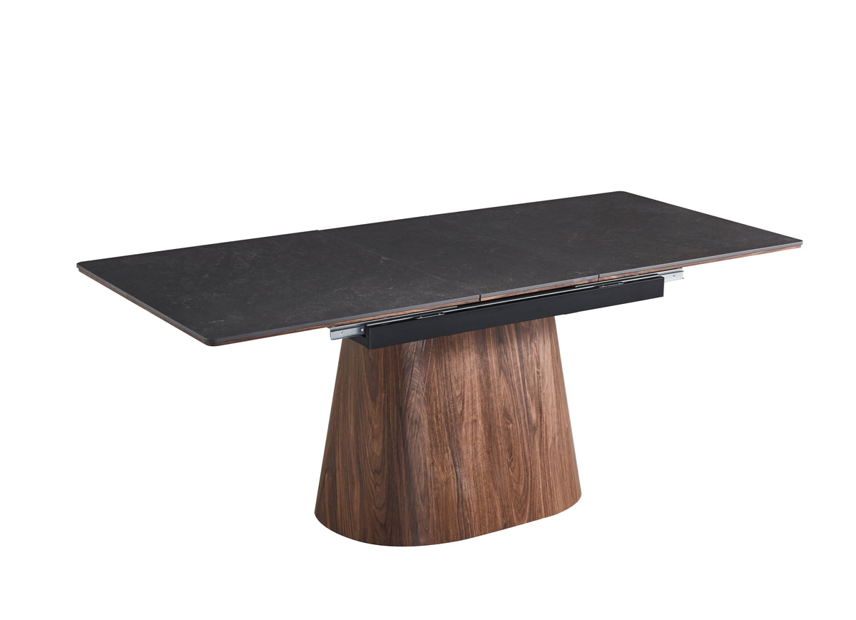 Extendable Black Ceramic Dining Table with Cone Base (62.99 / 78.74 × 35.43 × 29.53)
