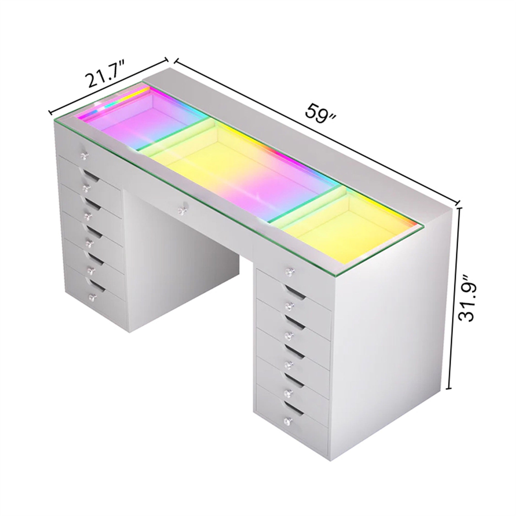 VANITII Eva-RGB Vanity Desk Pro - 13 Storage Drawers