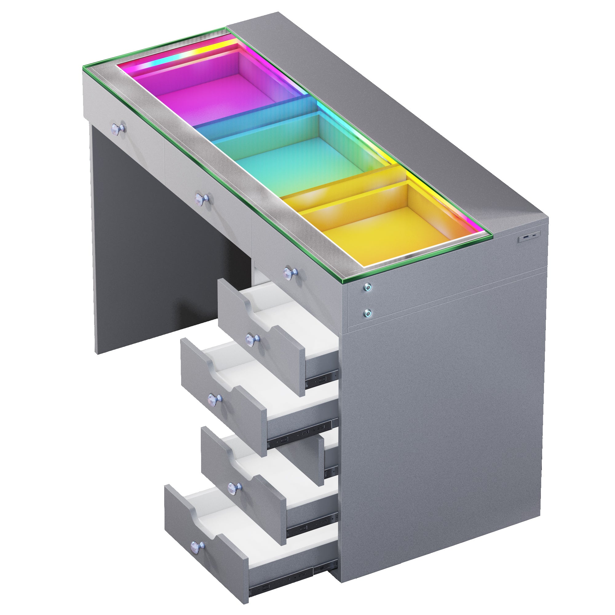 VANITII Diana RGB Vanity Desk with Light - 8 Storage Drawers