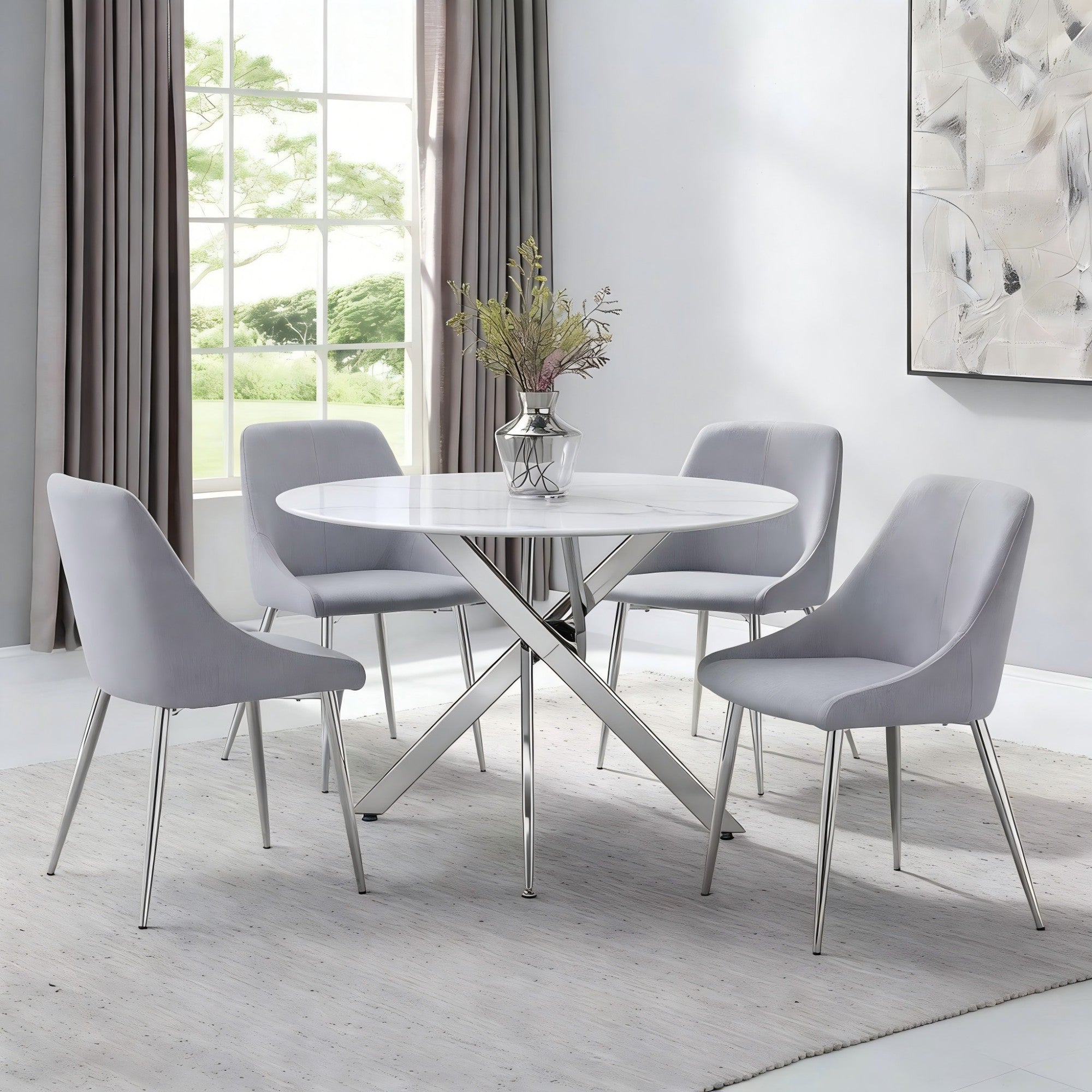Gray Fabric Upholstery Side Chair
