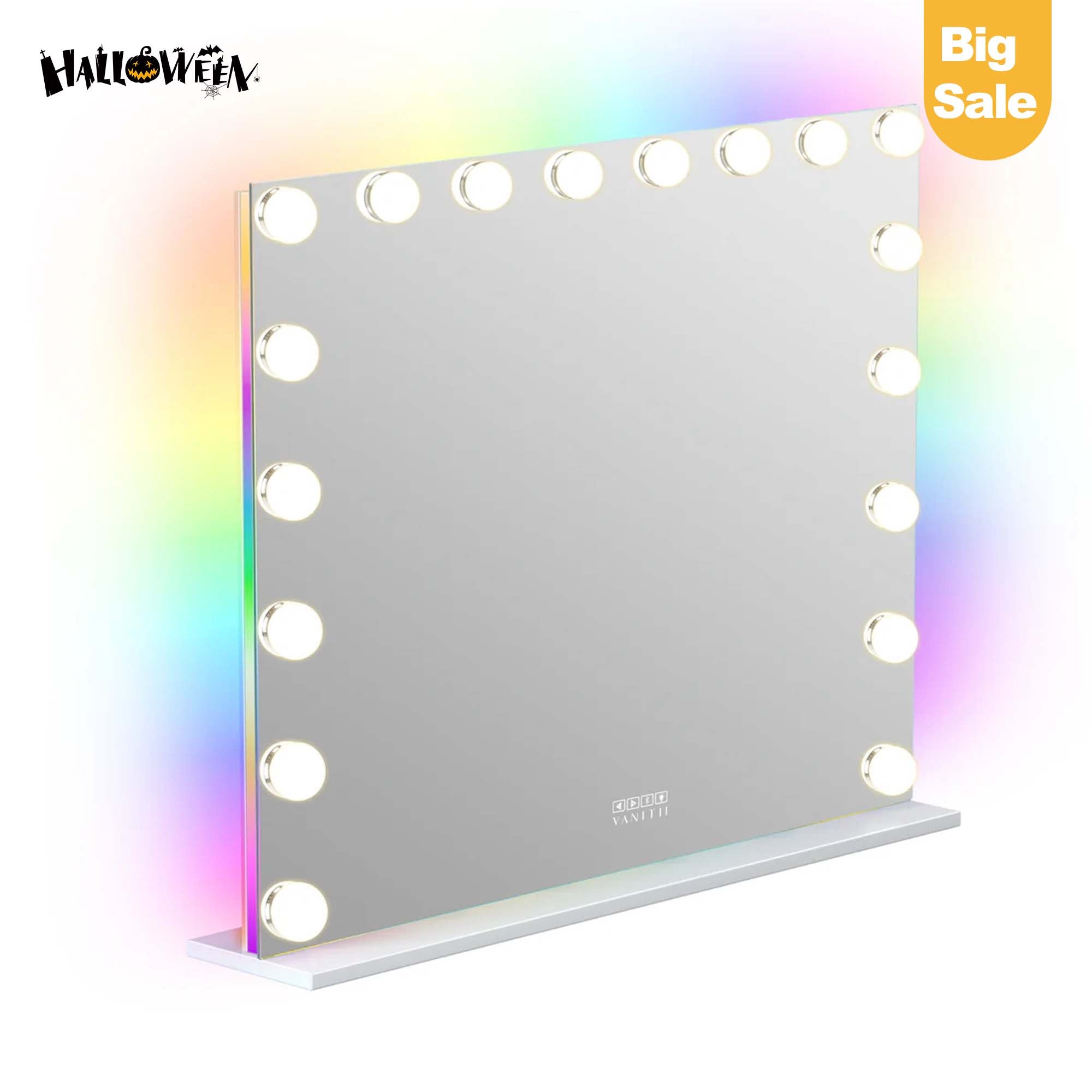 VANITII Mary Hollywood Vanity Mirror with RGB and Bluetooth Speaker- 18 Dimmable LED Bulbs