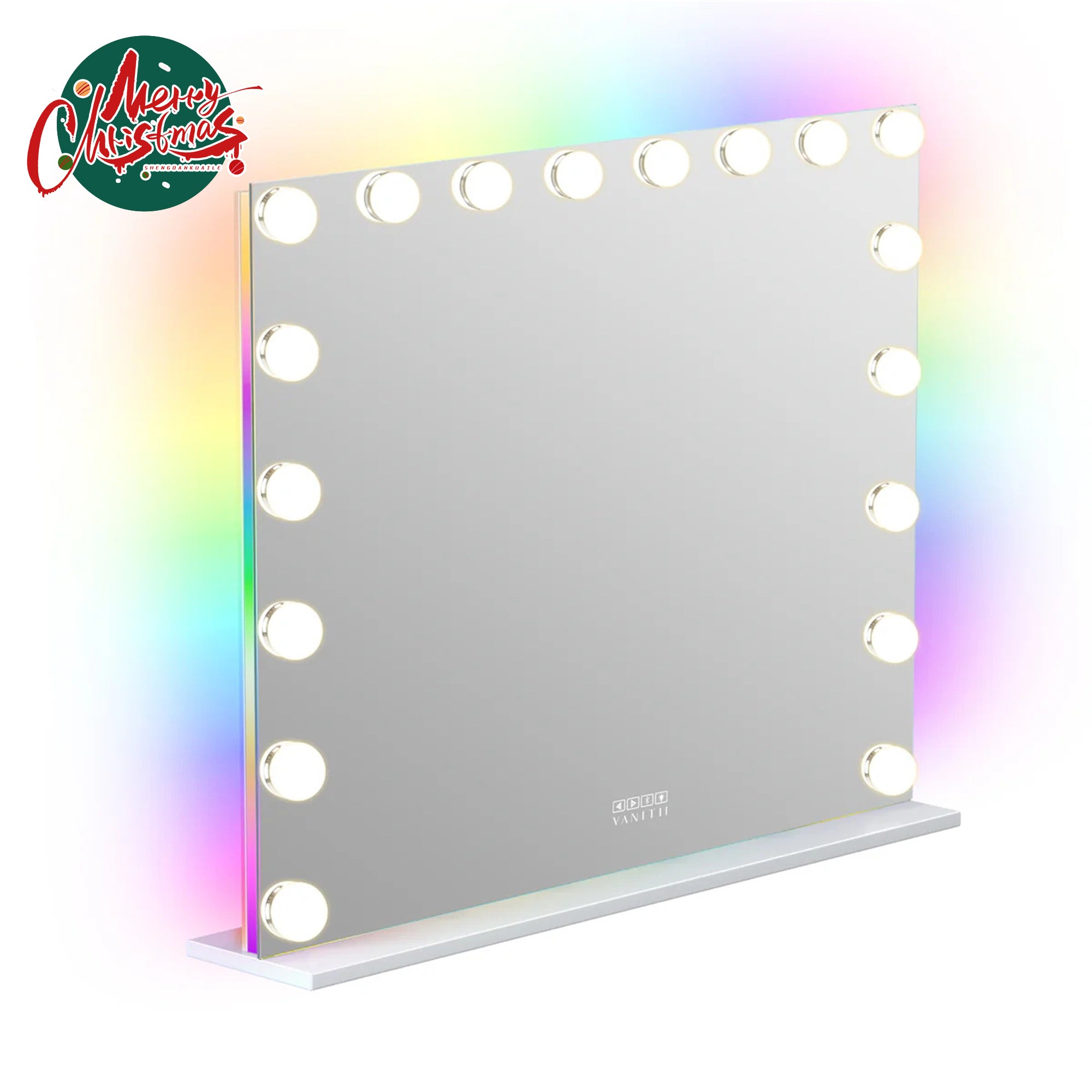 VANITII Mary Hollywood Vanity Mirror with RGB and Bluetooth Speaker- 18 Dimmable LED Bulbs