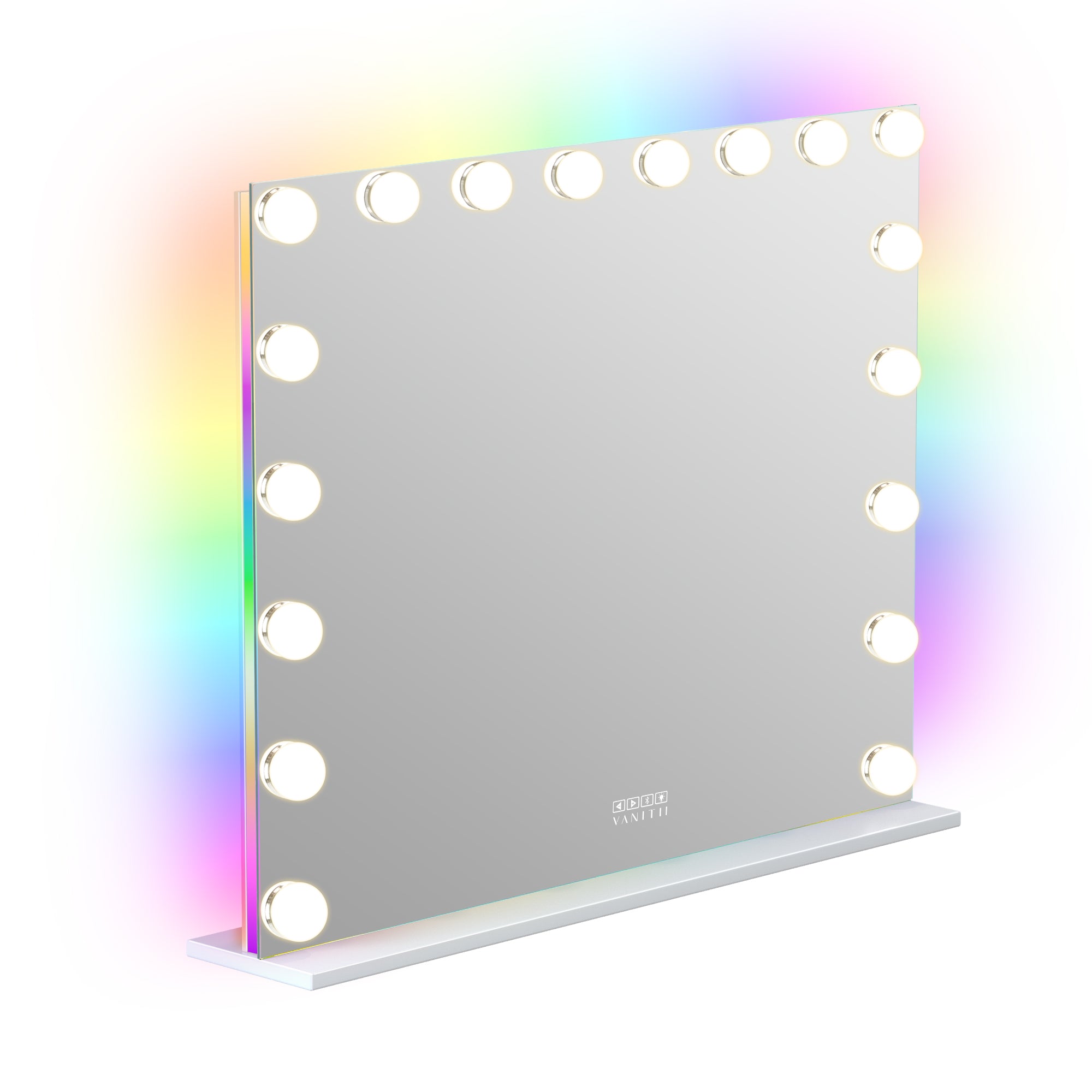 VANITII Mary Hollywood Vanity Mirror with RGB and Bluetooth Speaker- 18 Dimmable LED Bulbs