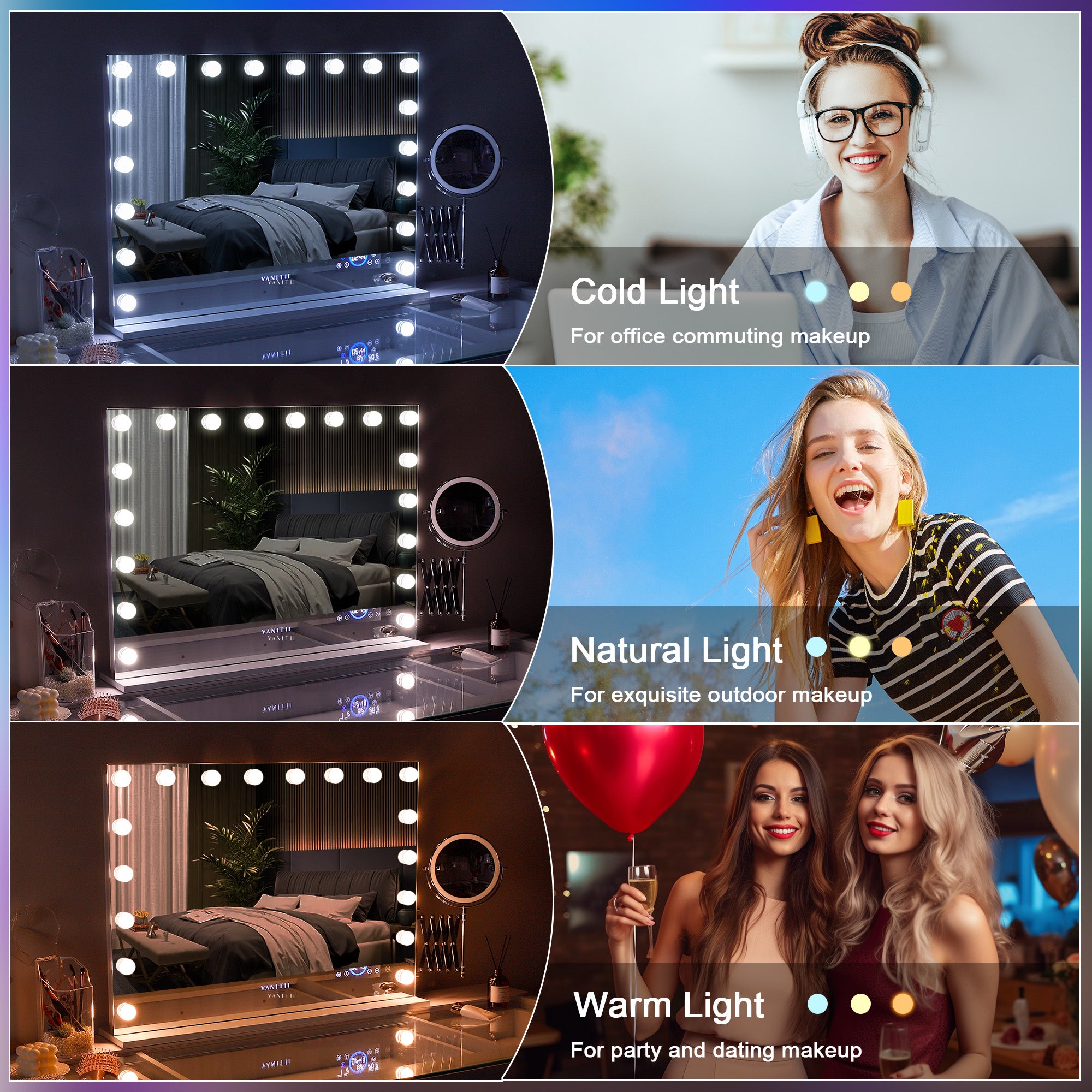 New Release! VANITII Hollywood 18/20 Bulbs Light Mirror with Bluetooth
