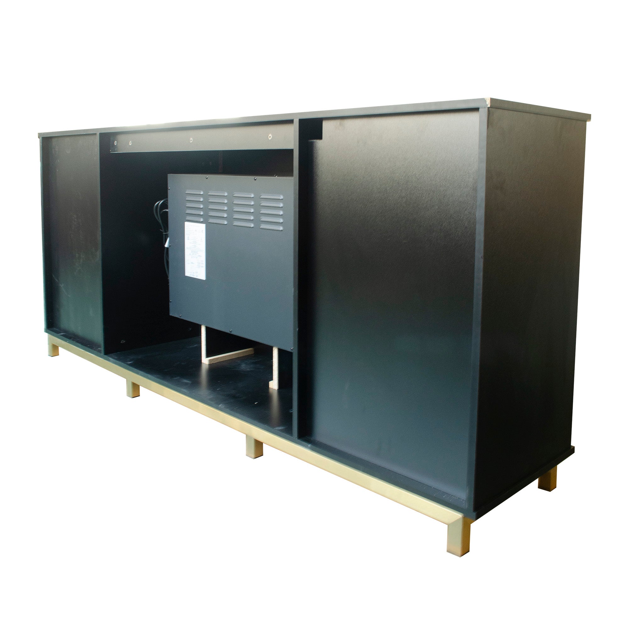 Black Melamine Veneer Fireplace TV stand with Bluetooth