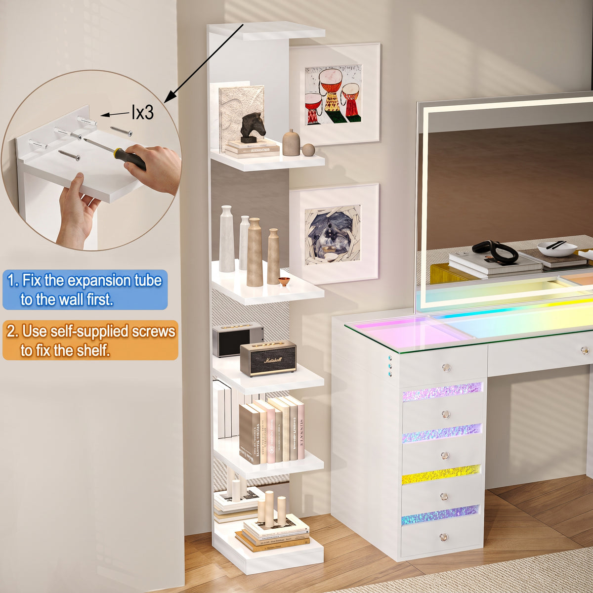 VANITII Celina Ultra RGB LED Strip Light Bookself