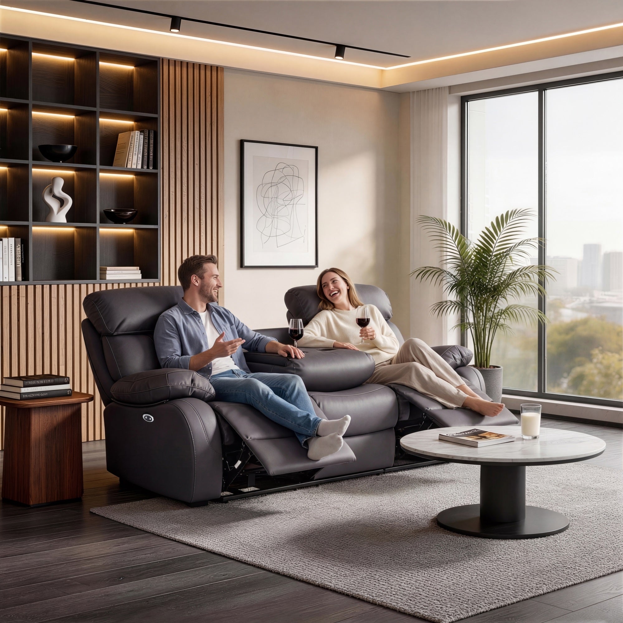 Harry Gray Power Recliner Sofa