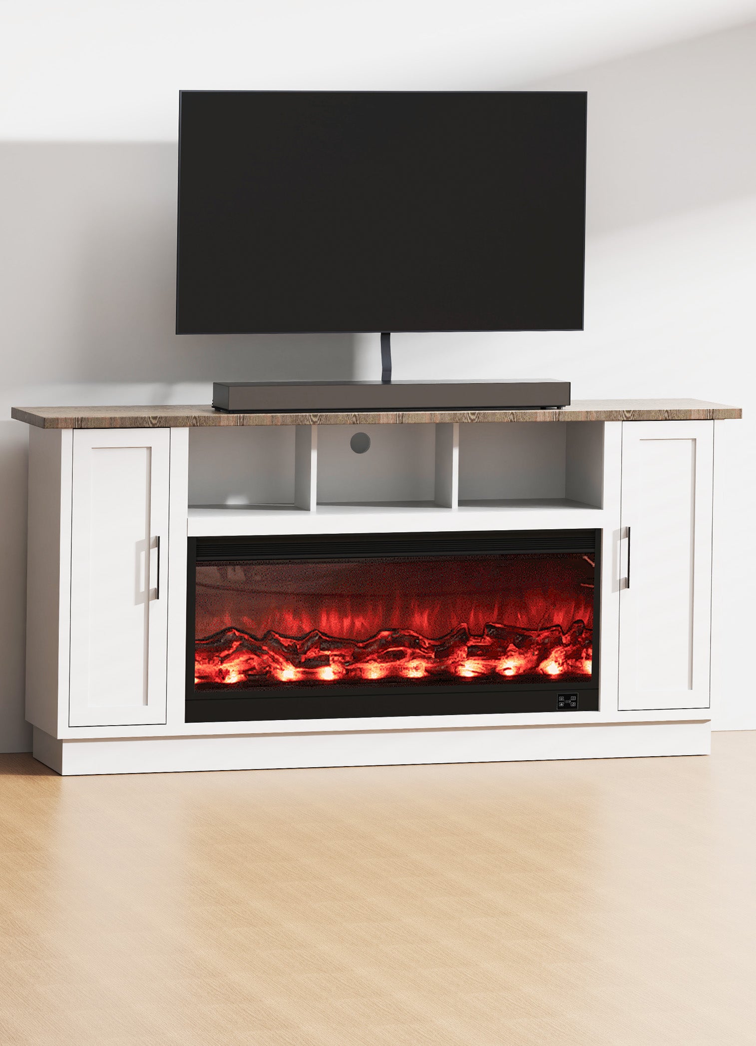 Fully Assembled TV stand with an electronic fireplace YQ18