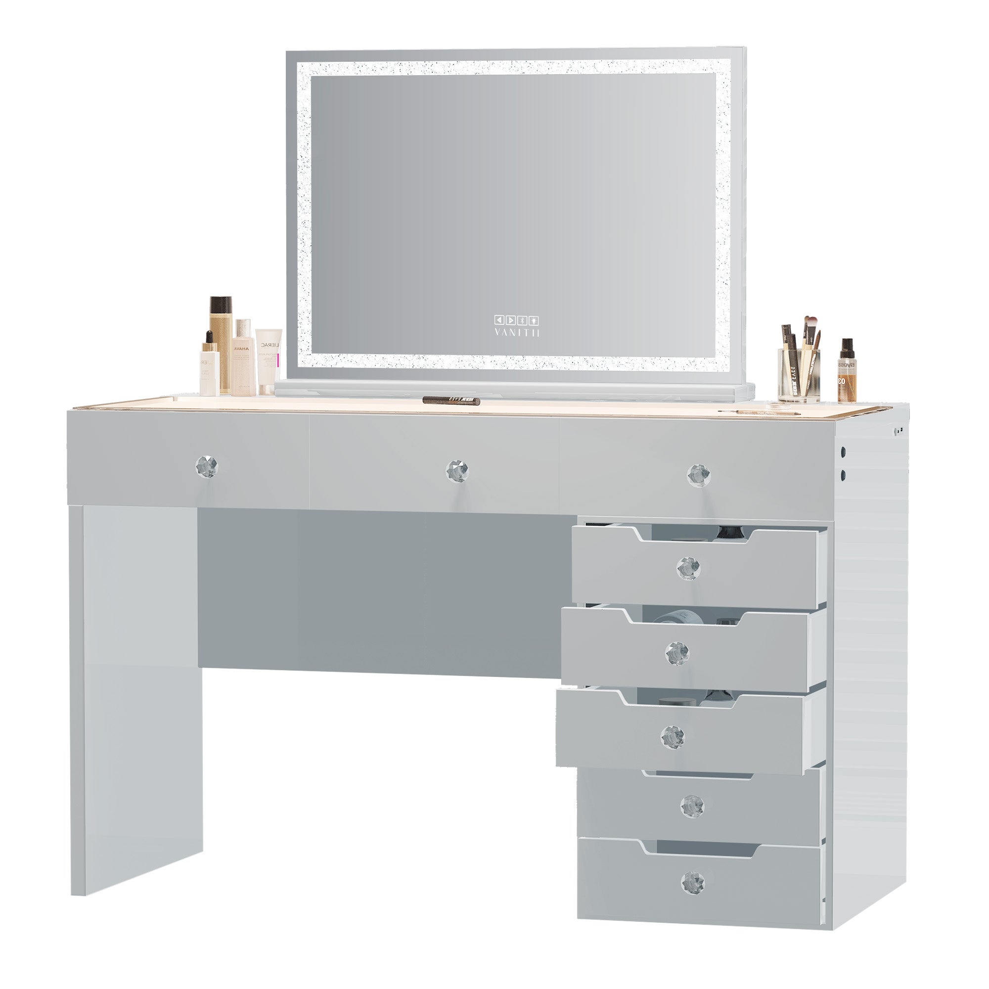 VANITII Diana Vanity Desk - 8 Storage Drawers