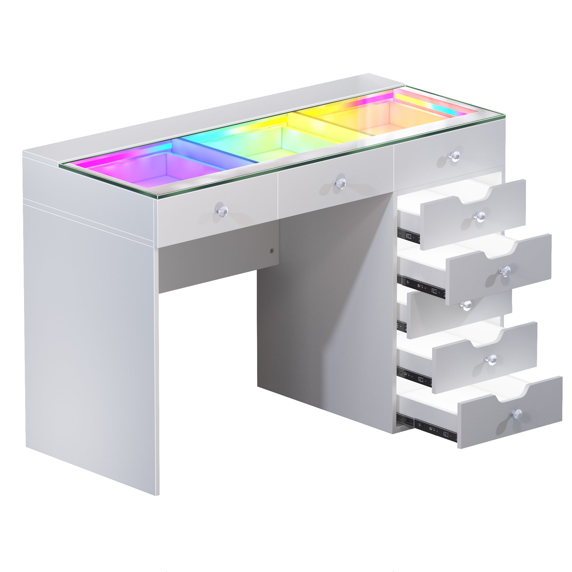 VANITII Diana RGB Vanity Desk with Light - 8 Storage Drawers