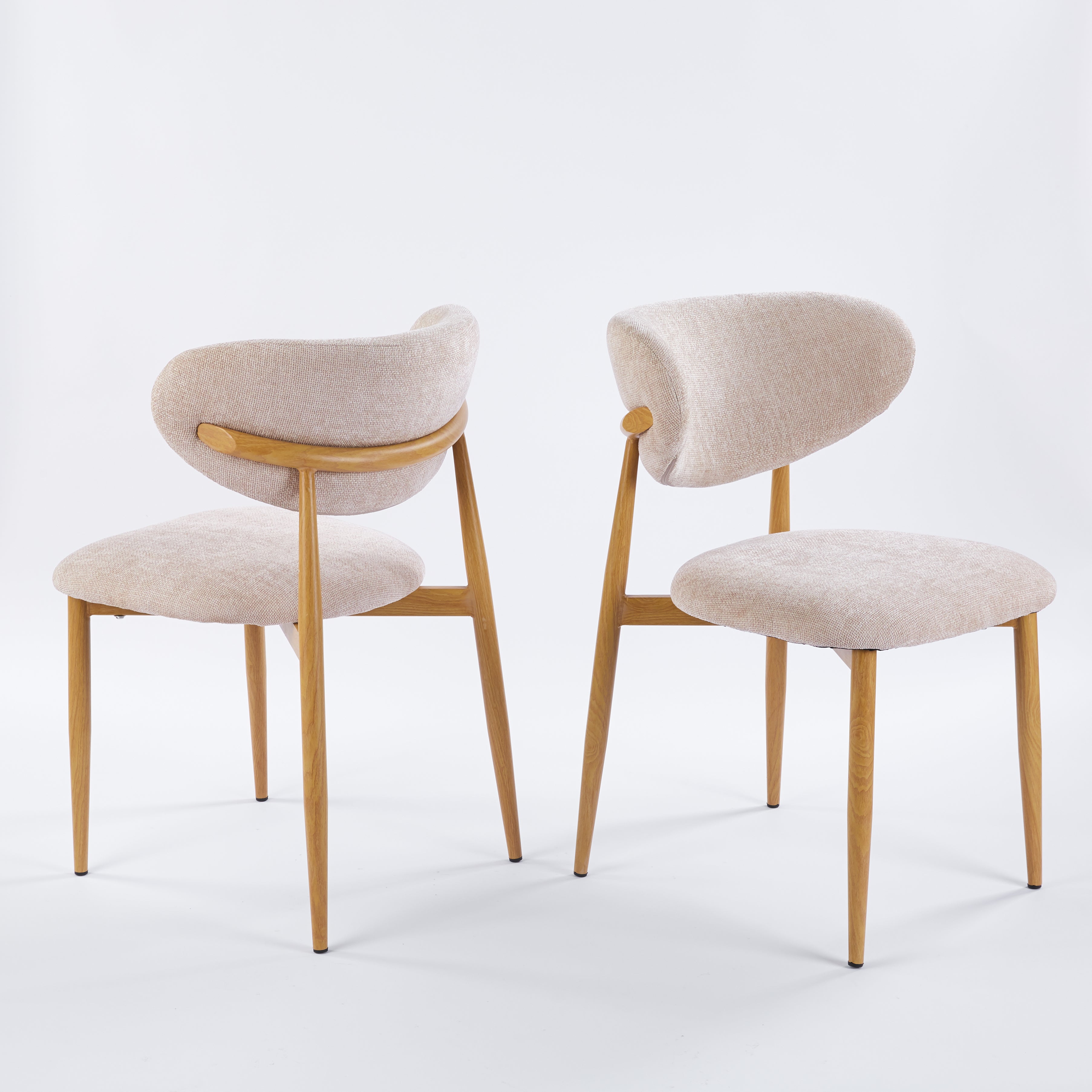 Steel Legs with Wood Grain Transfer Print Dining Chair