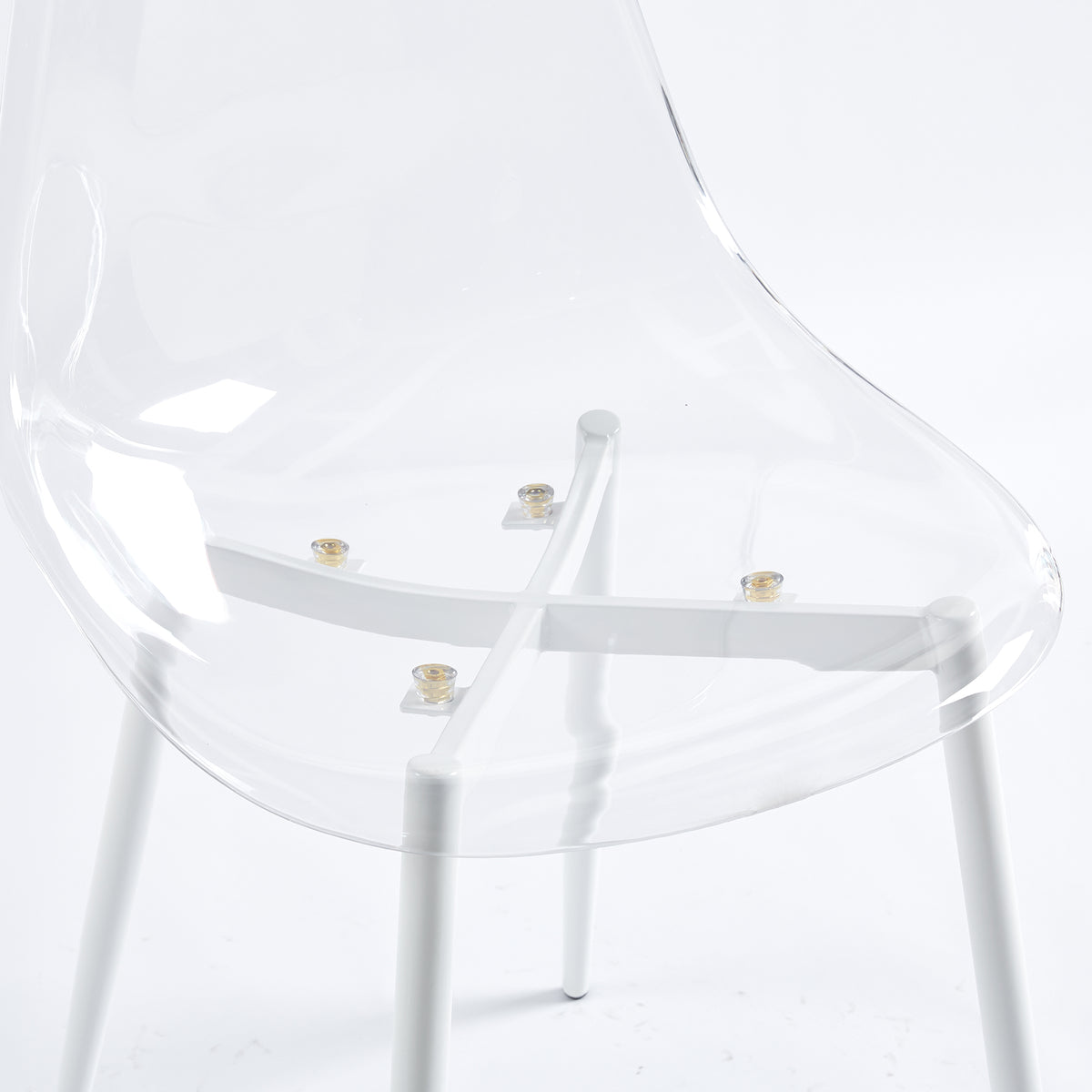 Clear Acrylic Accent Side Chairs w/ Metal Legs for Dining/Kitchen/Living Room 4pCS/CTN