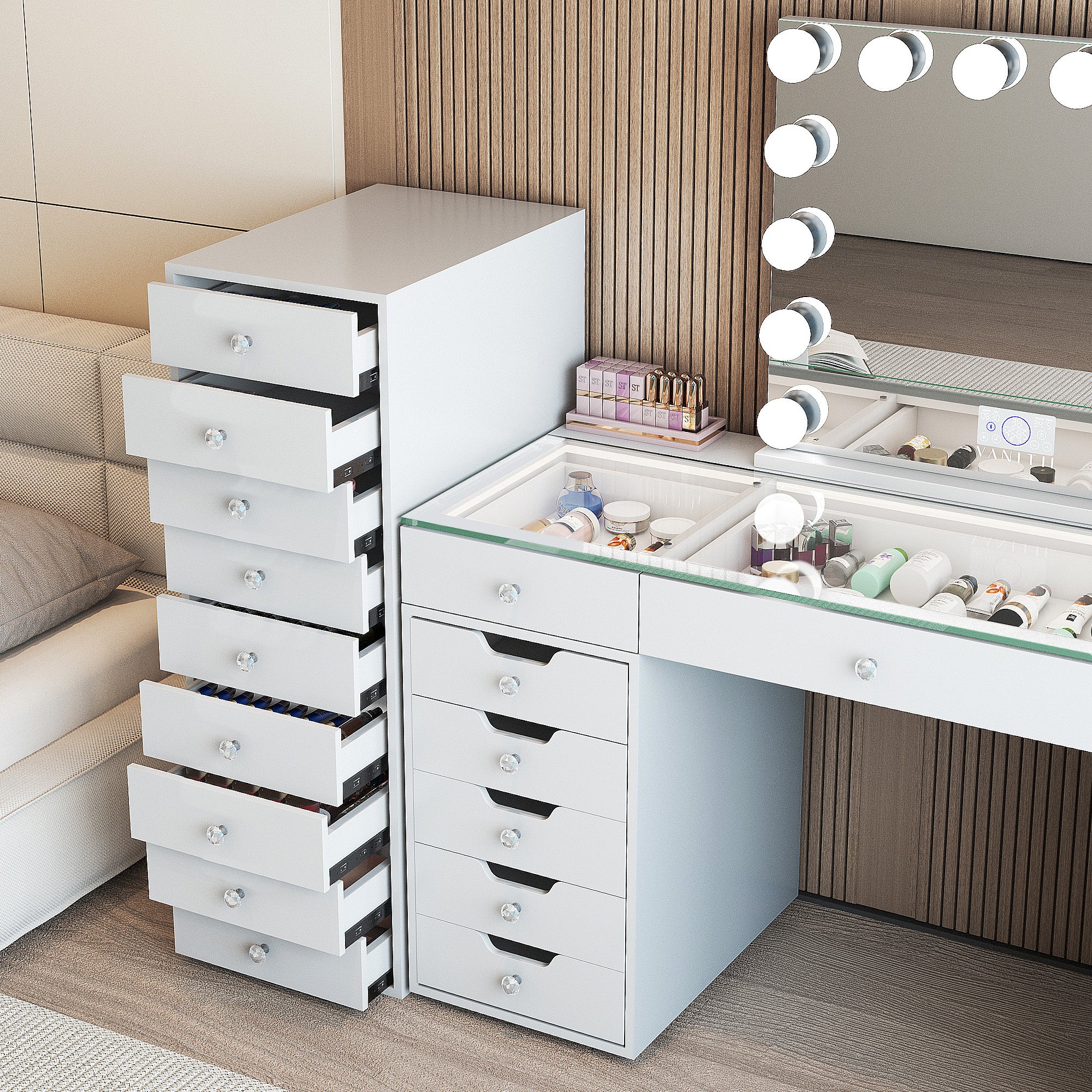 VANITII 9-Drawer Makeup Vanity Storage Unit