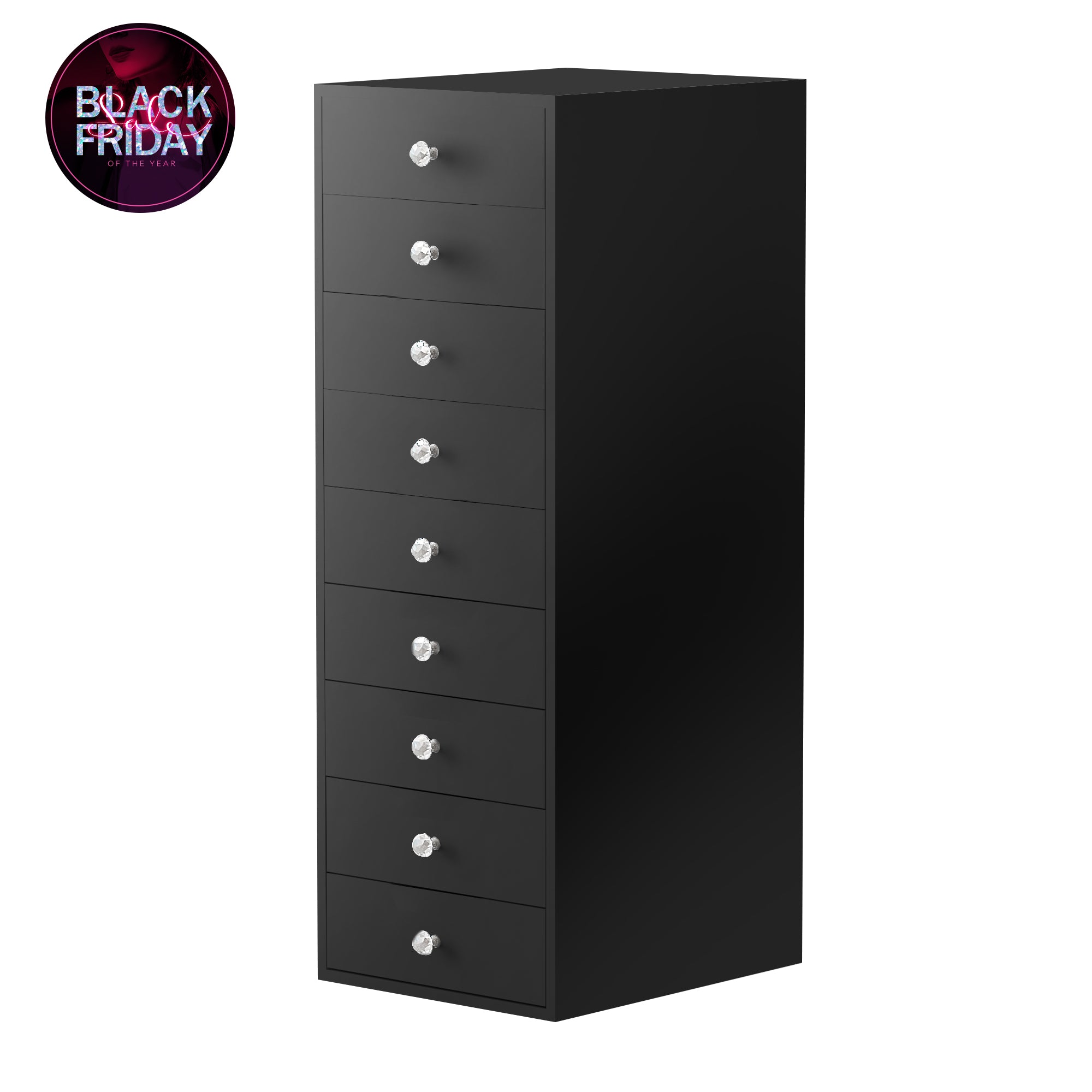 VANITII 9-Drawer Makeup Vanity Storage Unit-Black