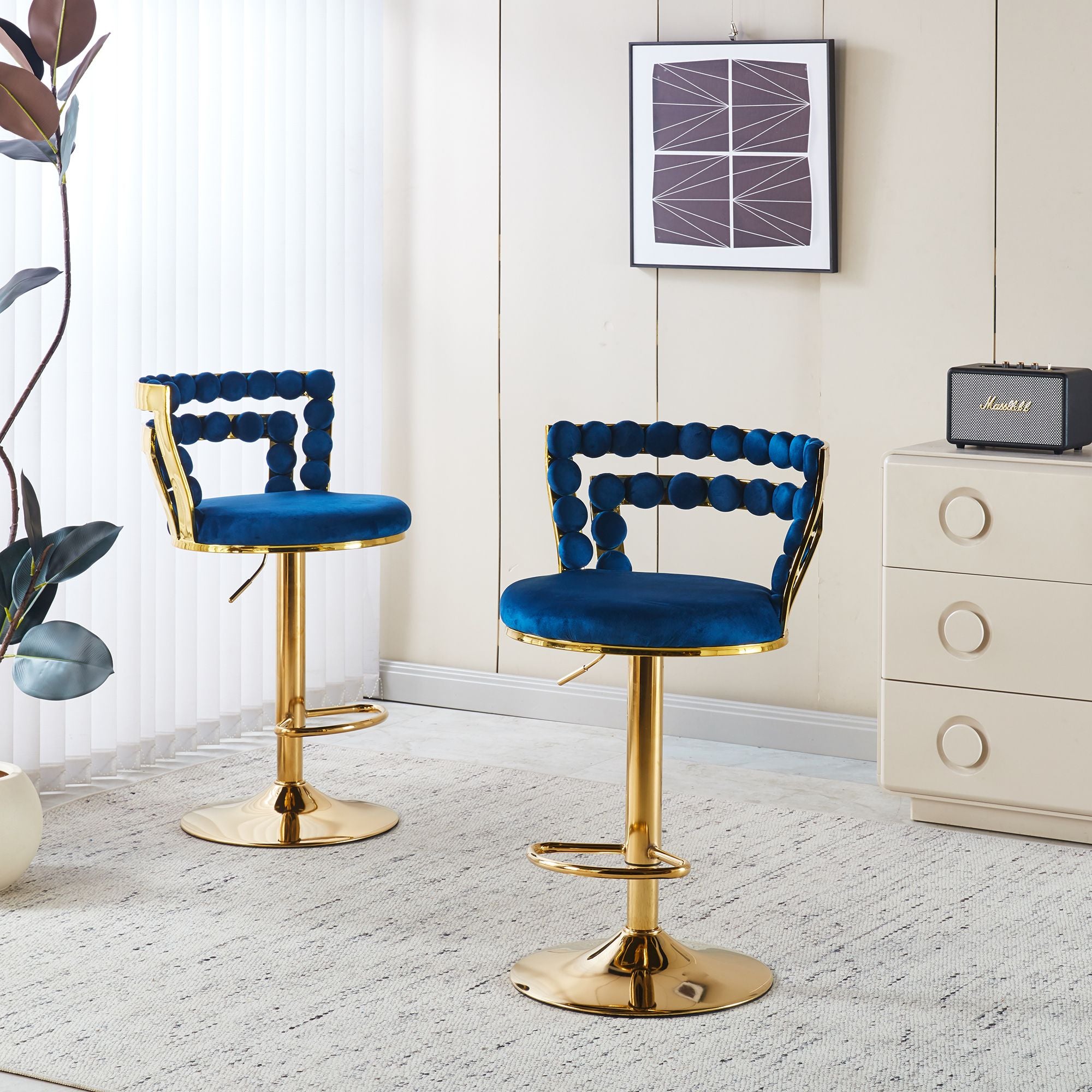 Modern Bar chair - Golden Iron Legs & Soft Cushions