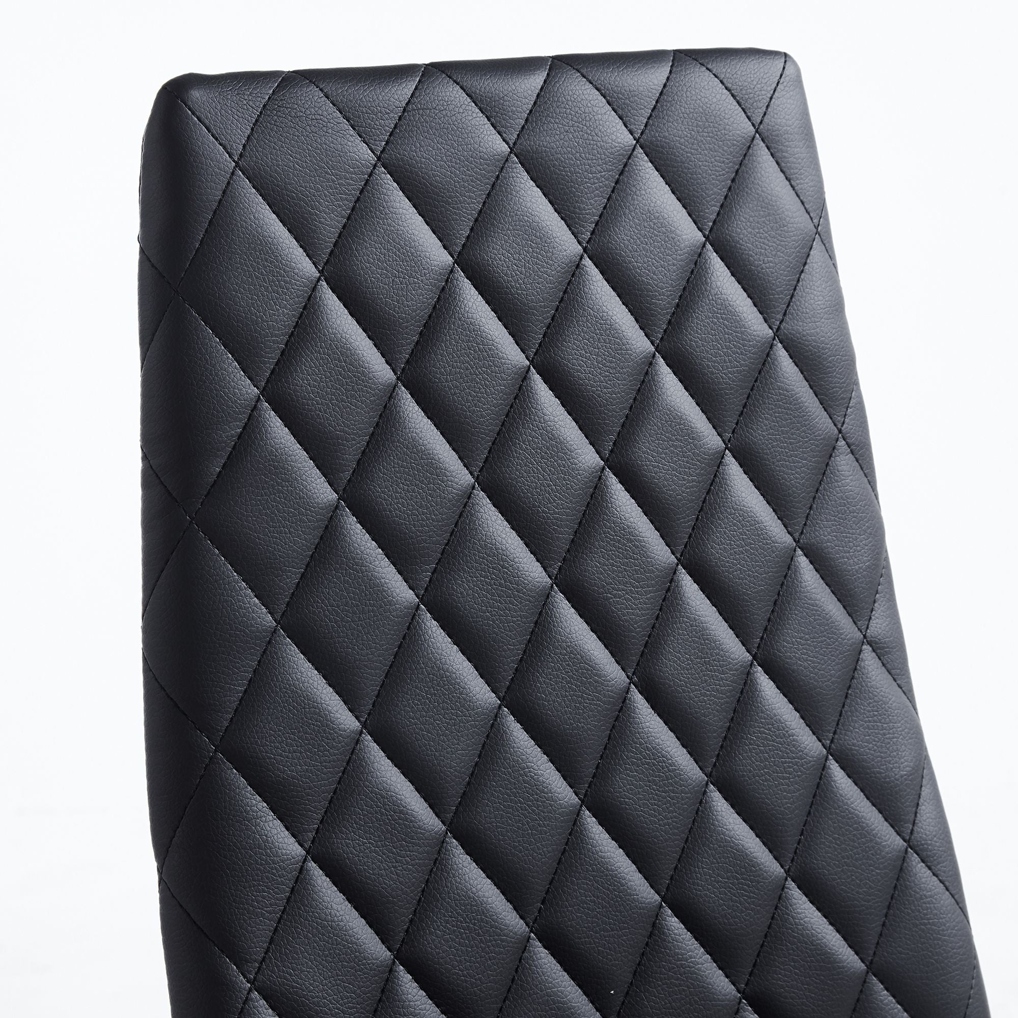 Black Quilted High-Back Dining Chairs  - Black Legs