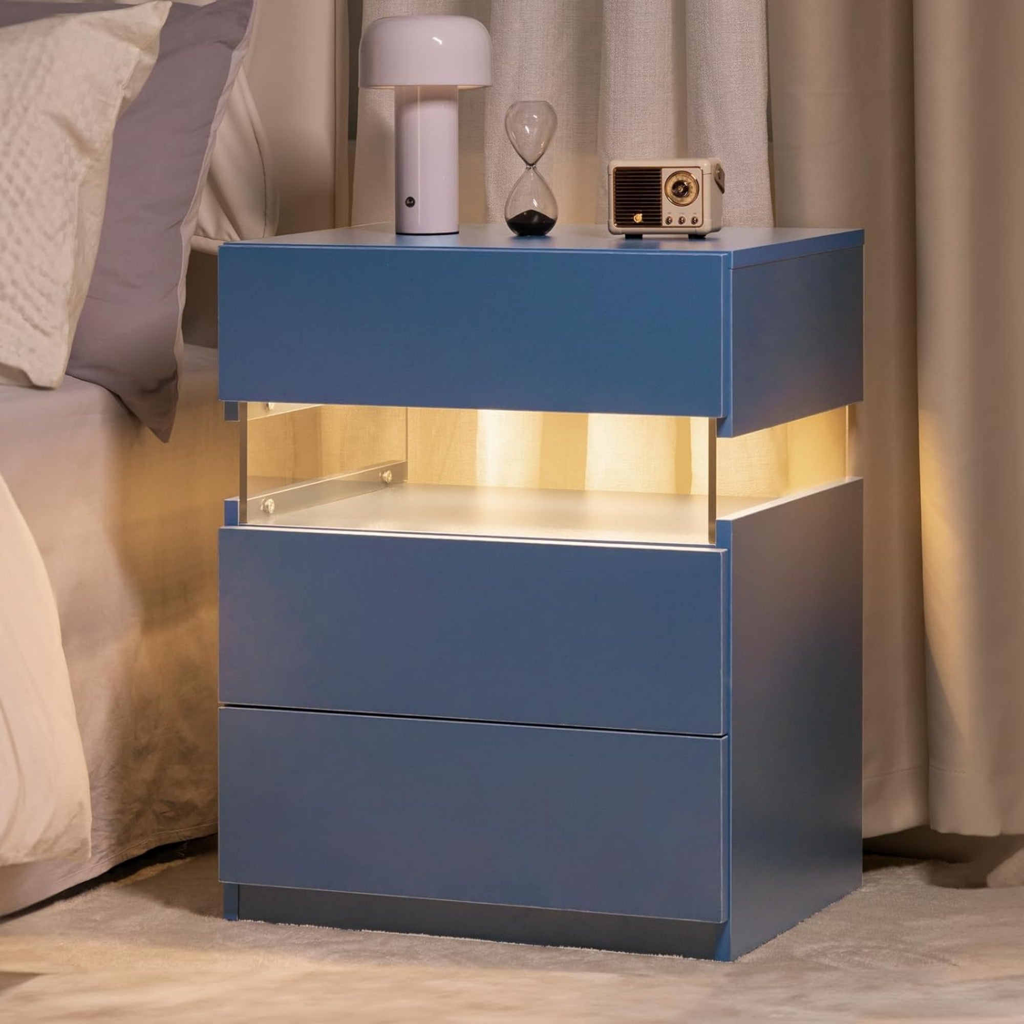 3 Drawer Dresser LED Nightstands for Bedroom