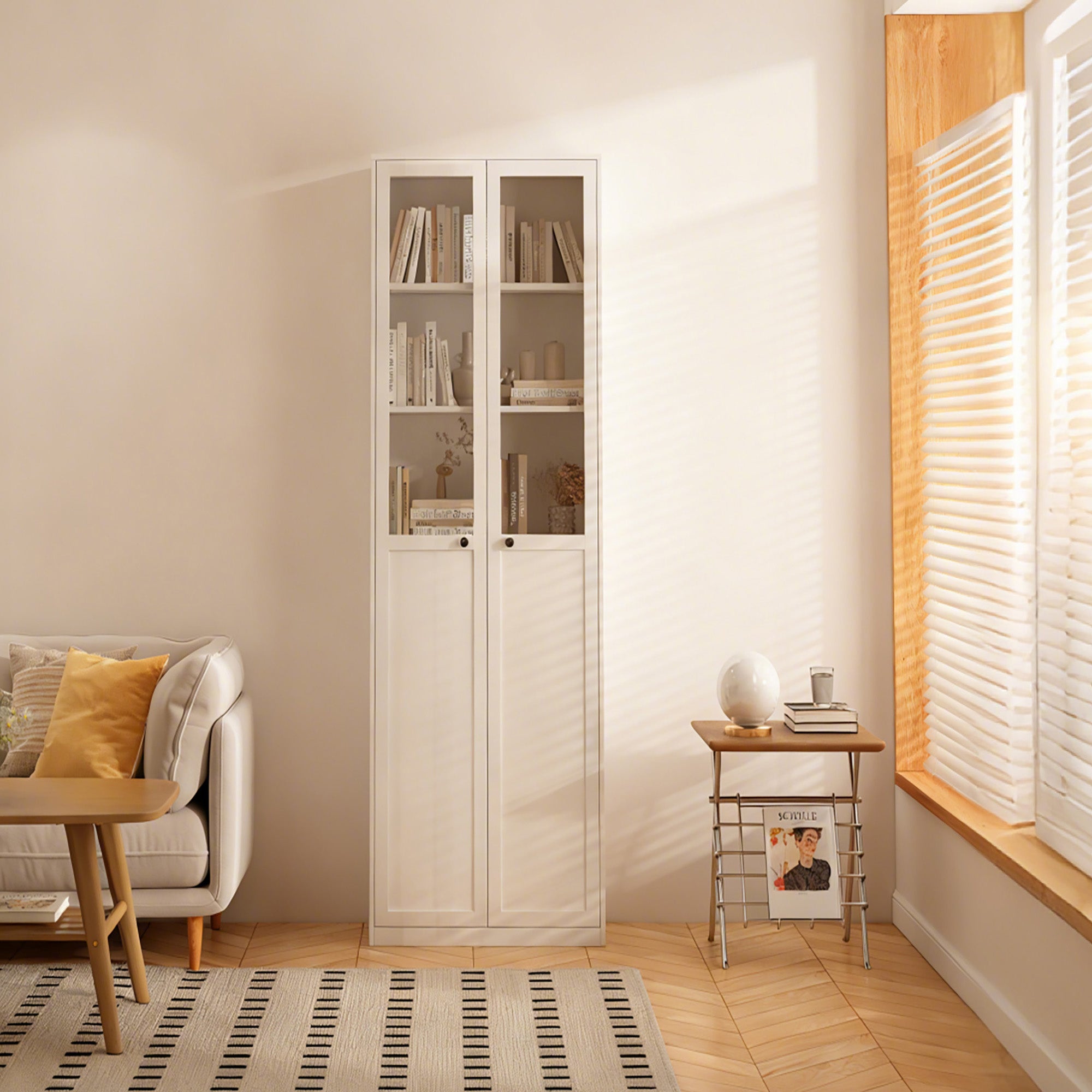 Glass-Door Steel Bookcase Cabinet