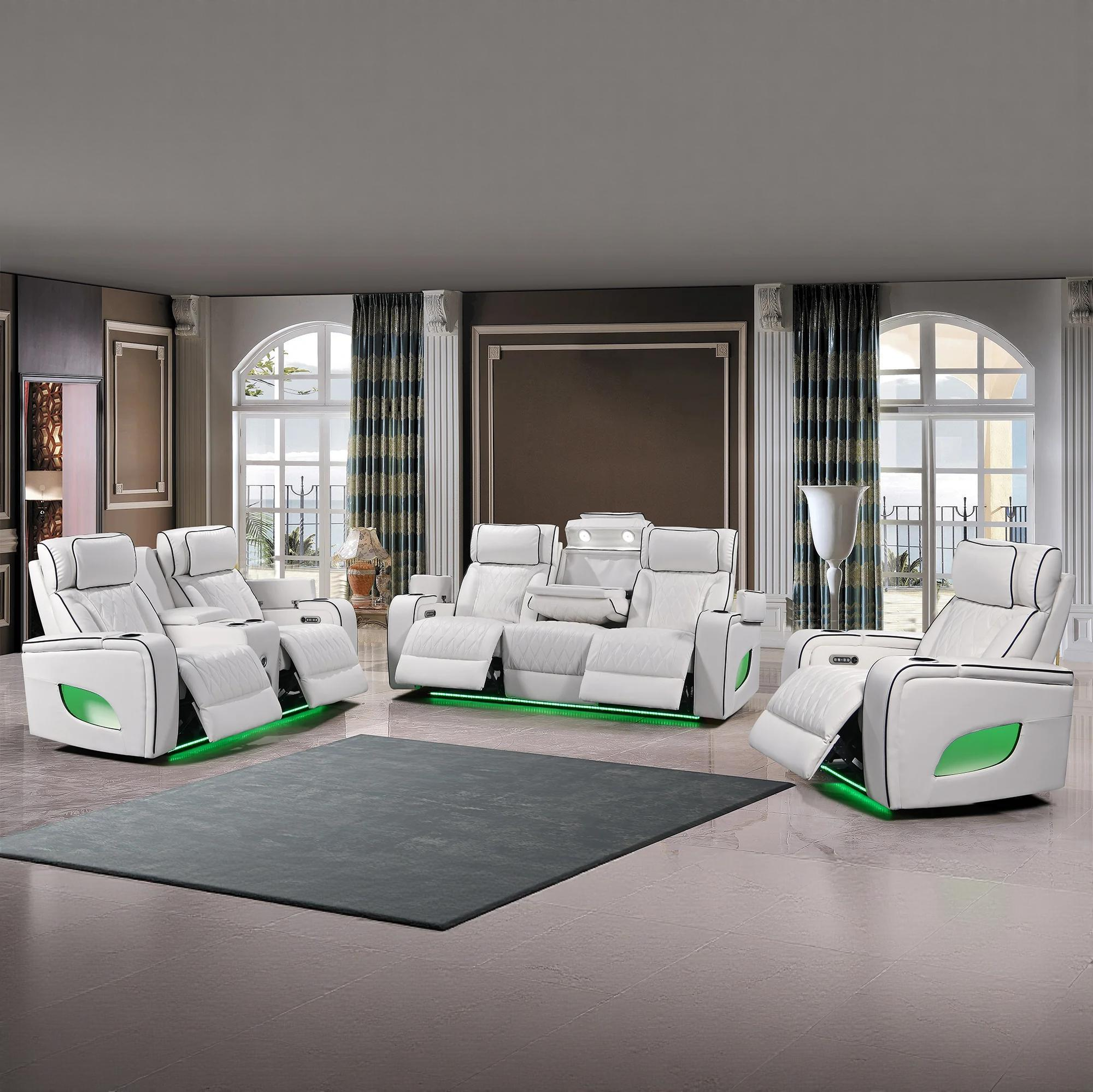 Power Recliner Sofa & Loveseat & Chair MR2953 White