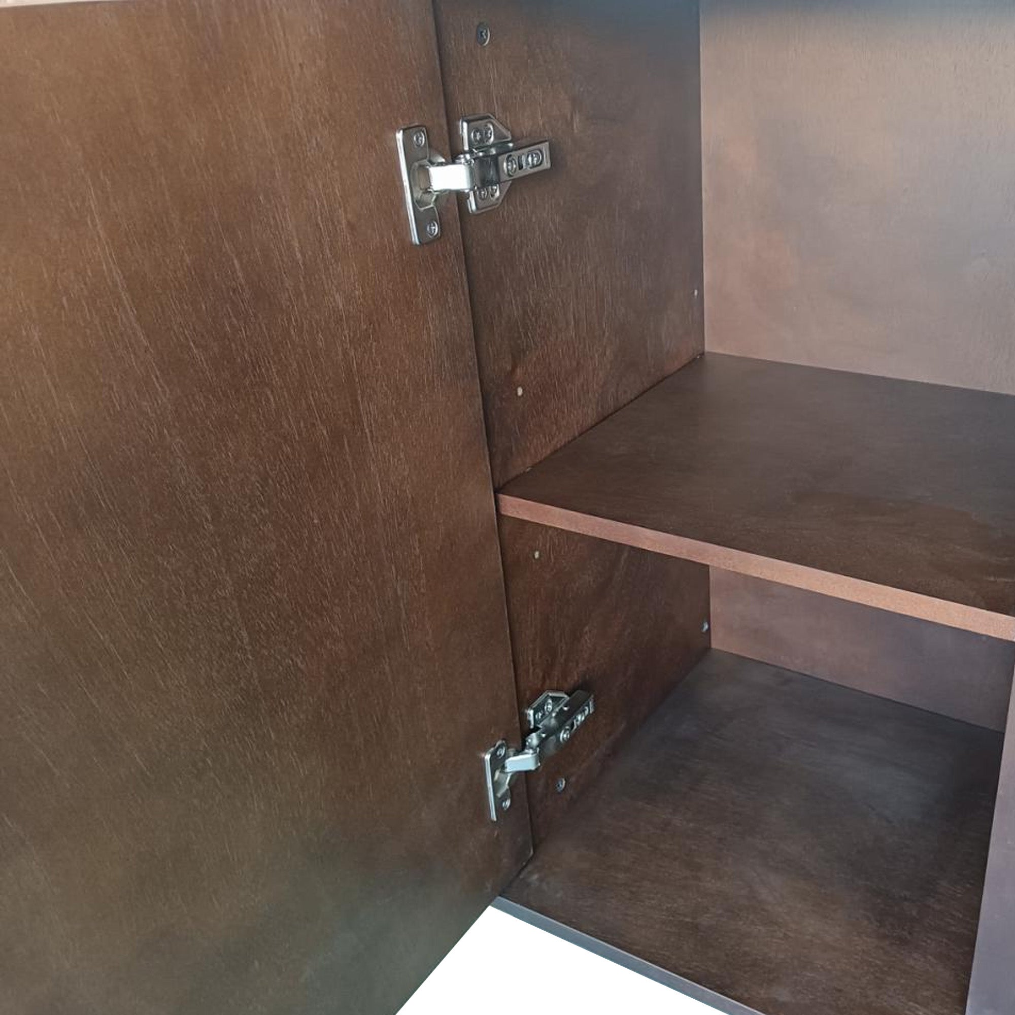 Fully Assembled 70" Teak Okoume Veneer Fireplace TV Stand