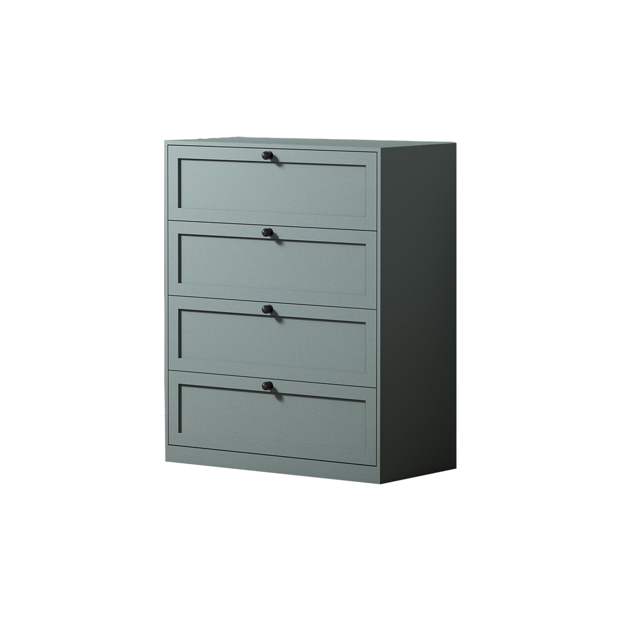 Gray-Green Steel Cabinet with Four Drawers