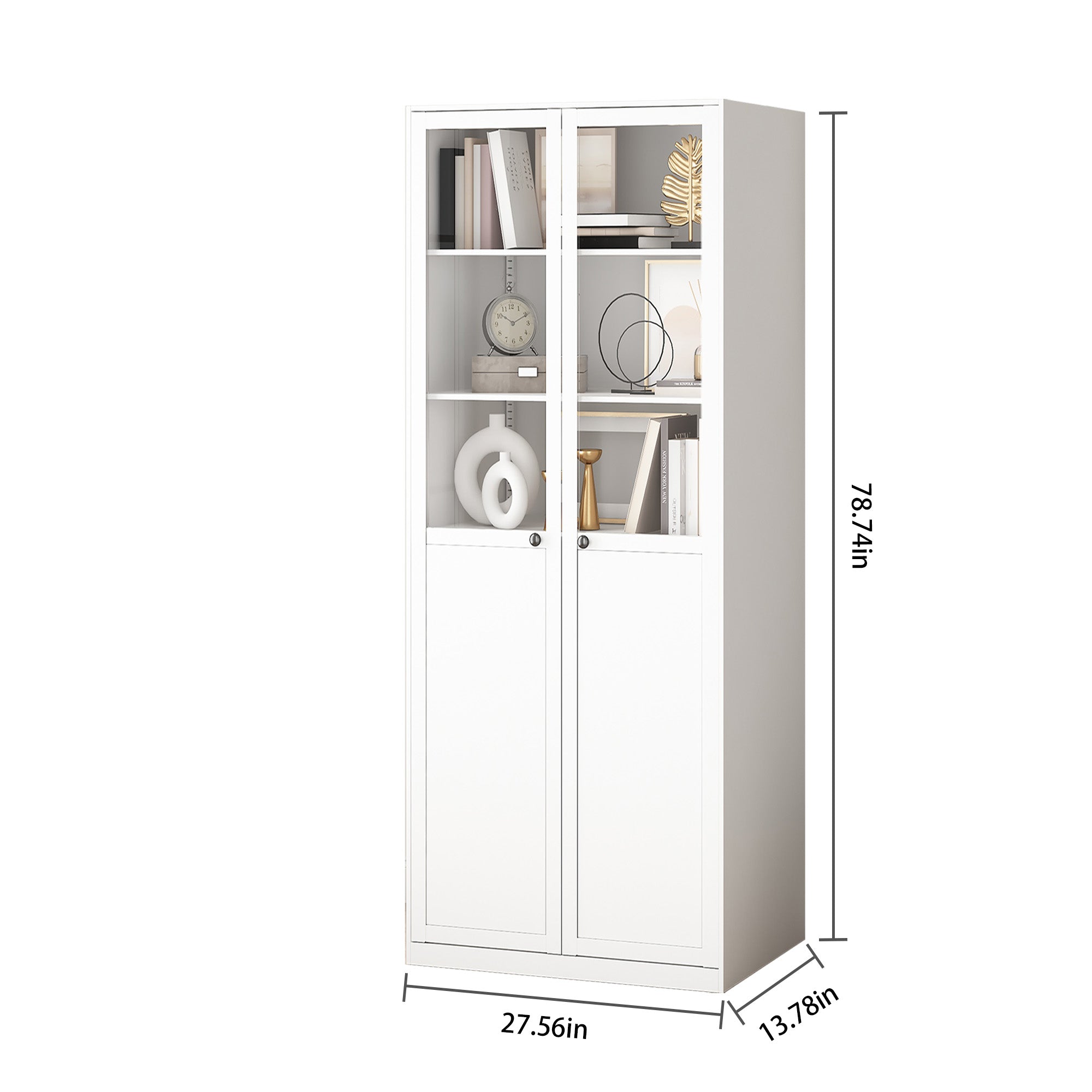Glass-Door Steel Bookcase Cabinet